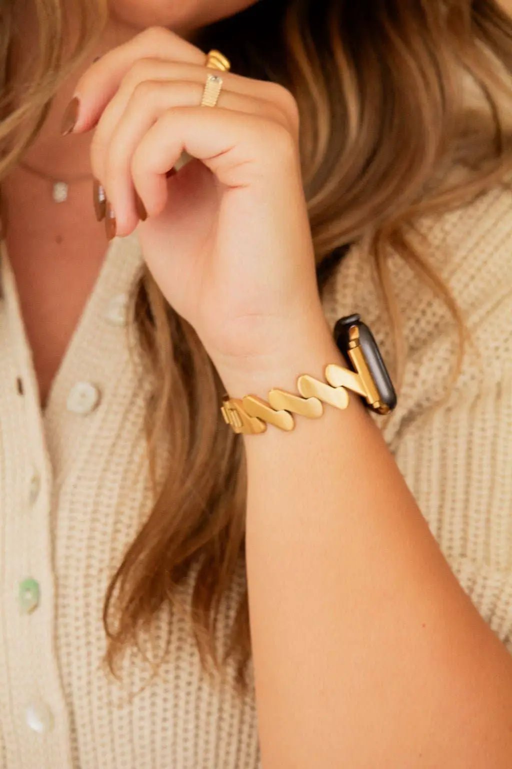 Shop ANDi Squiggle Chain Gold Watch Band - Watch Bands