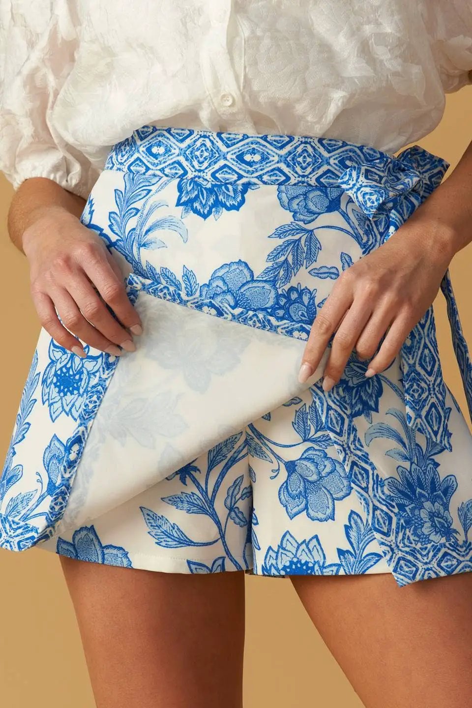 FLYING TOMATO The Coastal Bloom Wrap Skort - Skorts