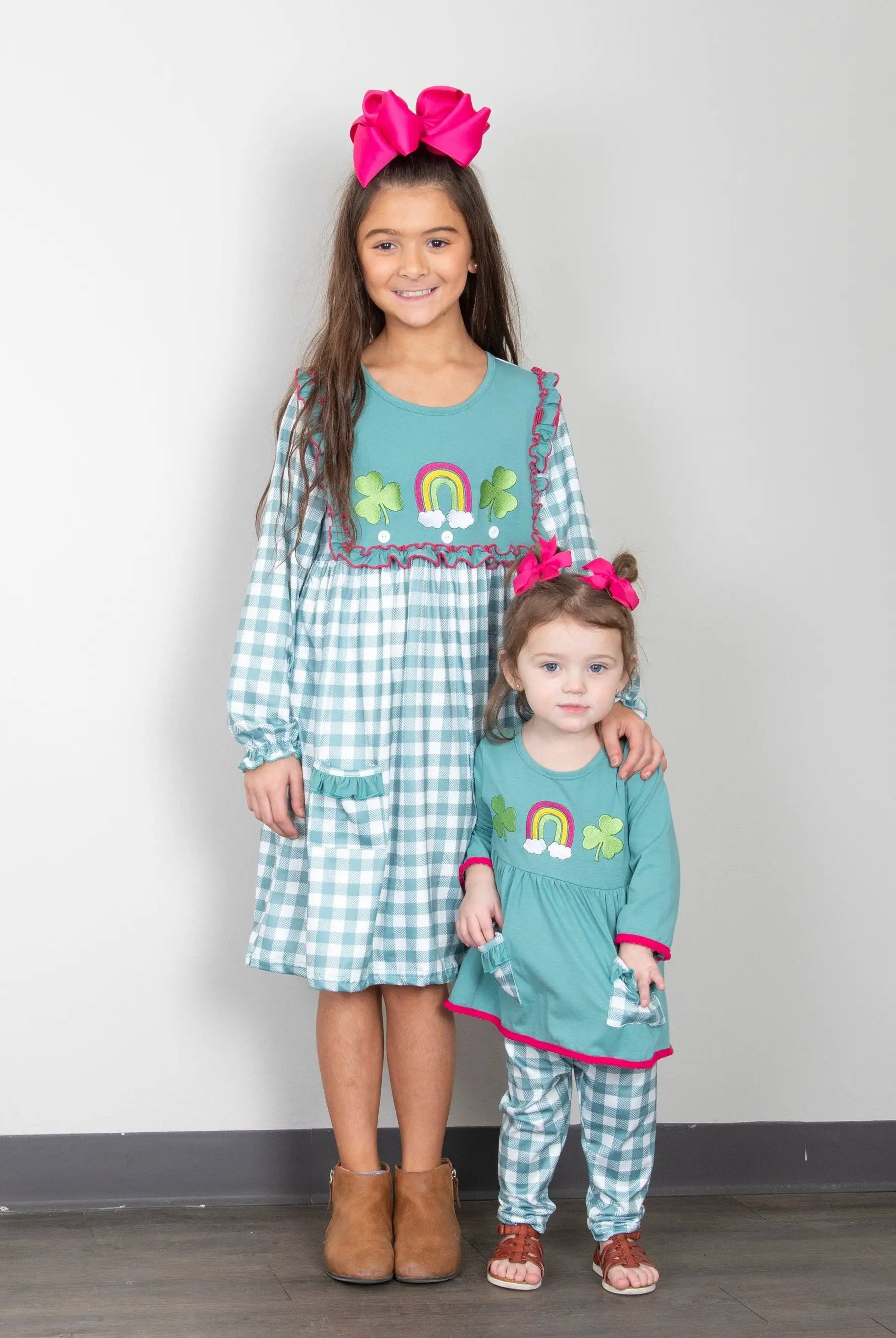 Marie Nicole Clothing Rainbow Clover Field Gingham Dress - Dresses