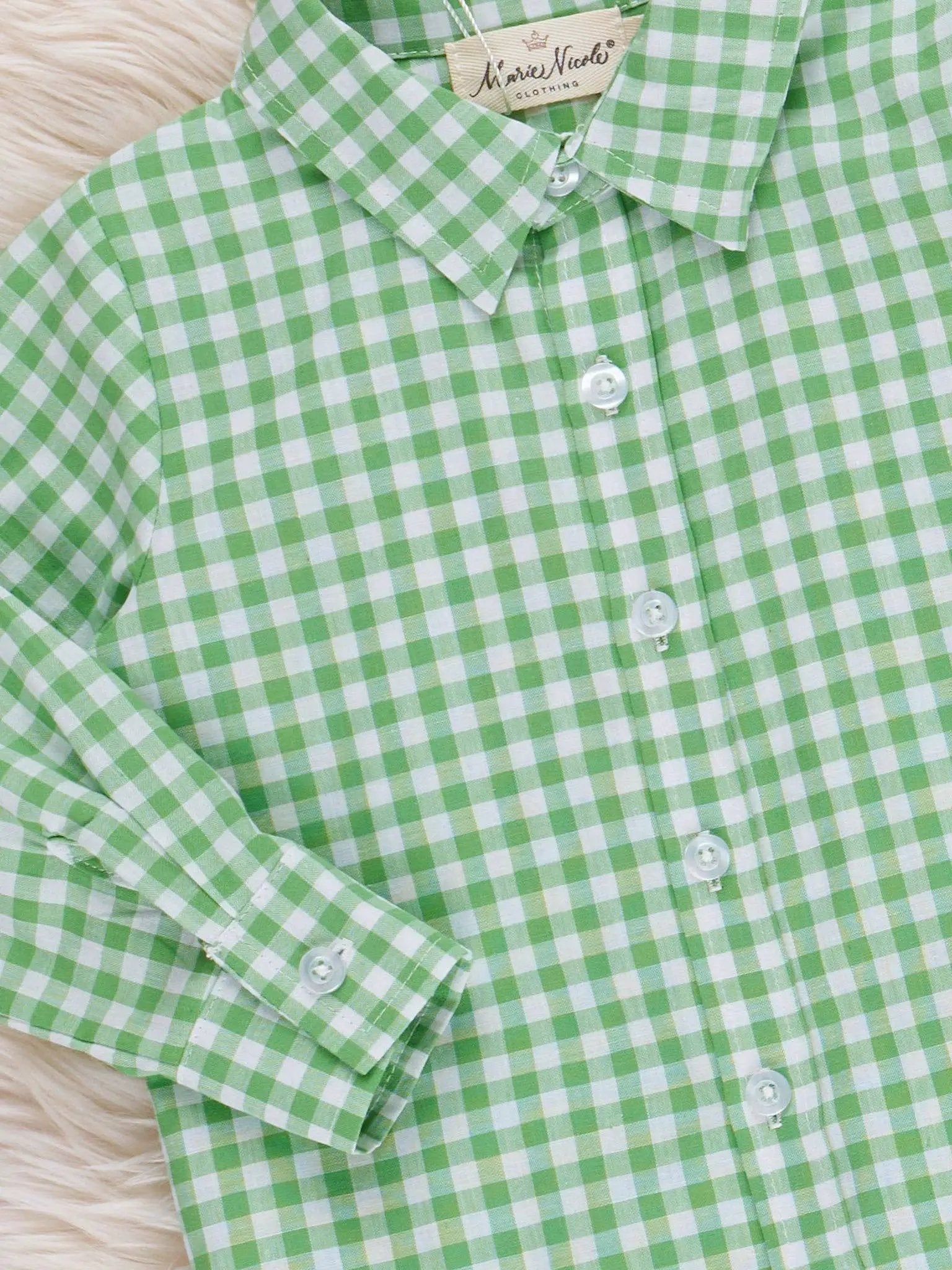 Marie Nicole Clothing Marie Nicole Clothing - Evergreen Gingham Button-Up Shirt - Shirts