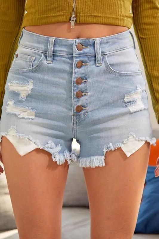 Nature Denim The Perfect Fit Light Wash Button Fly Shorts - Shorts shorts