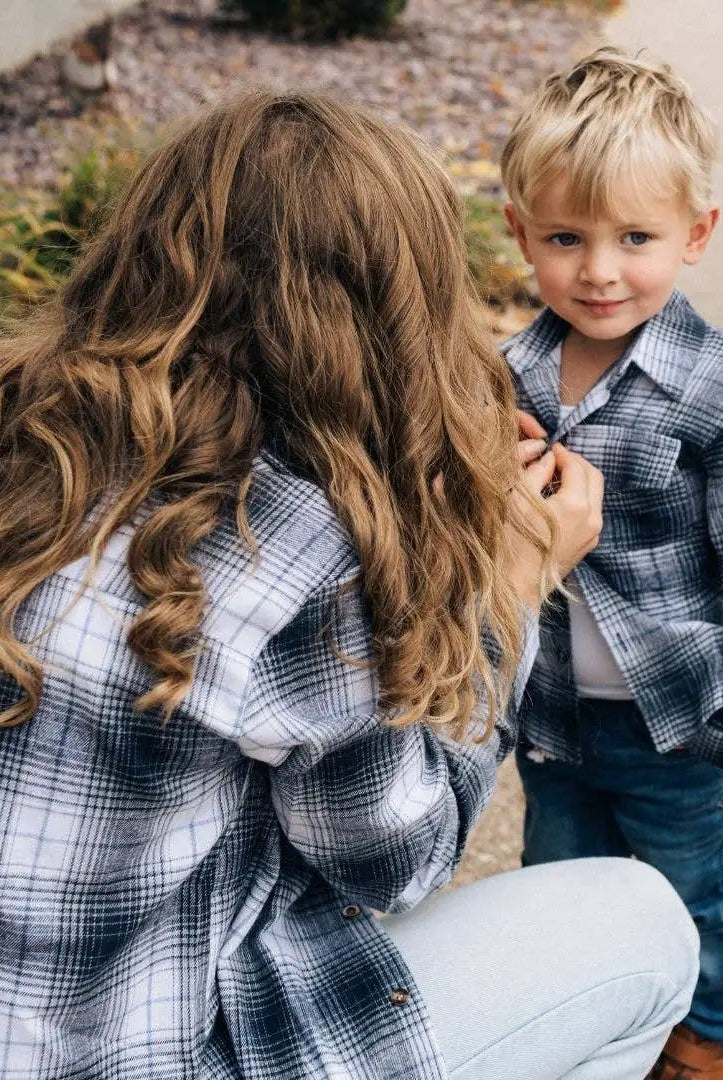 HAHA MAMA Clothing Lightweight Navy Flannel - CHILD - Baby & Toddler Tops