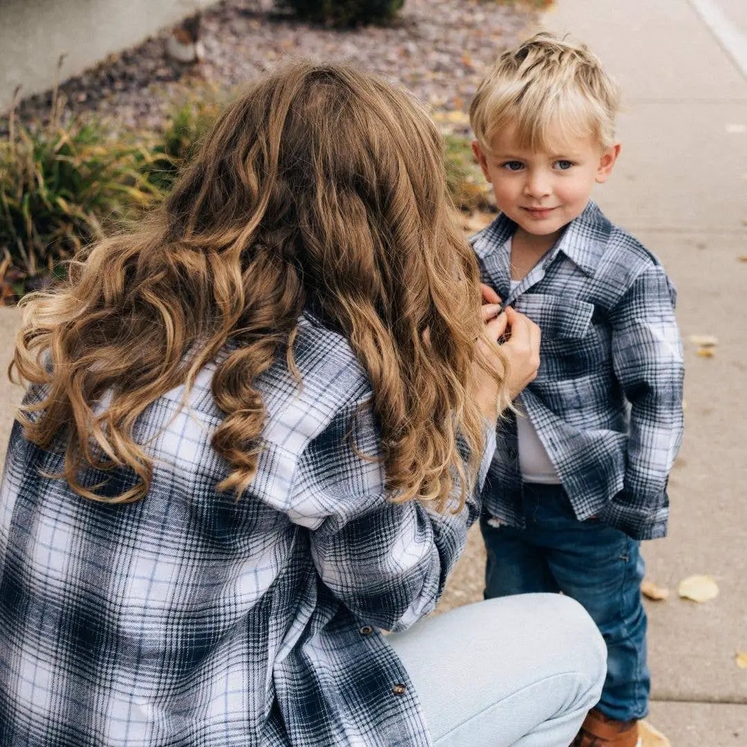 HAHA MAMA Clothing Lightweight Navy Flannel - CHILD - Baby & Toddler Tops