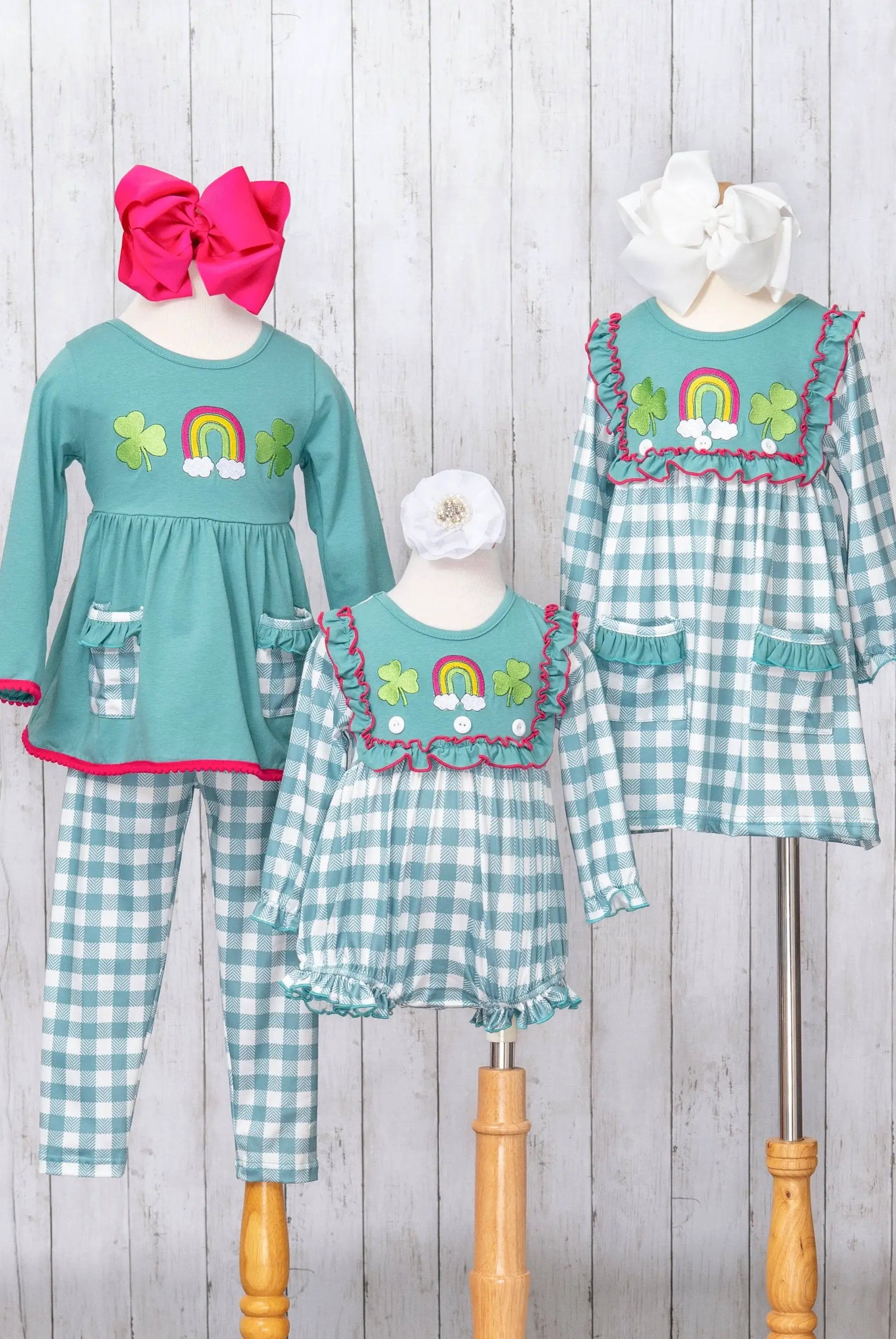 Marie Nicole Clothing Rainbow Clover Field Gingham Dress - Dresses