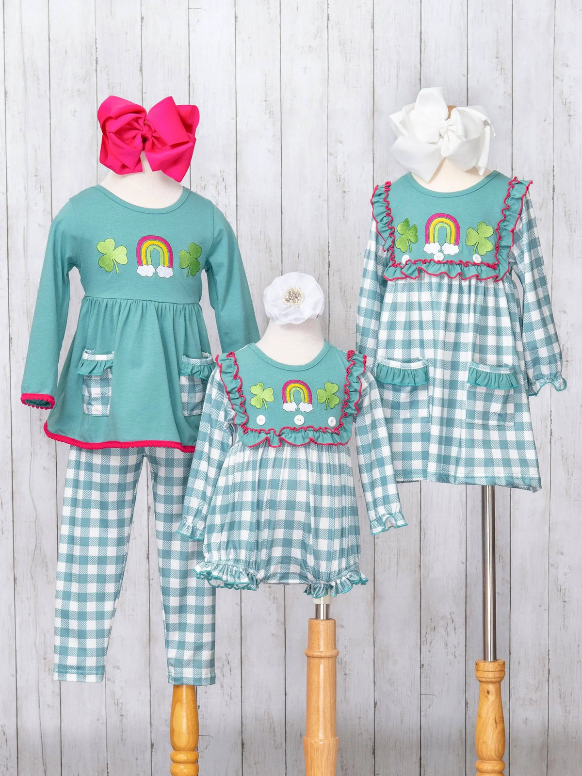 Marie Nicole Clothing Rainbow Clover Field Gingham Dress - Dresses