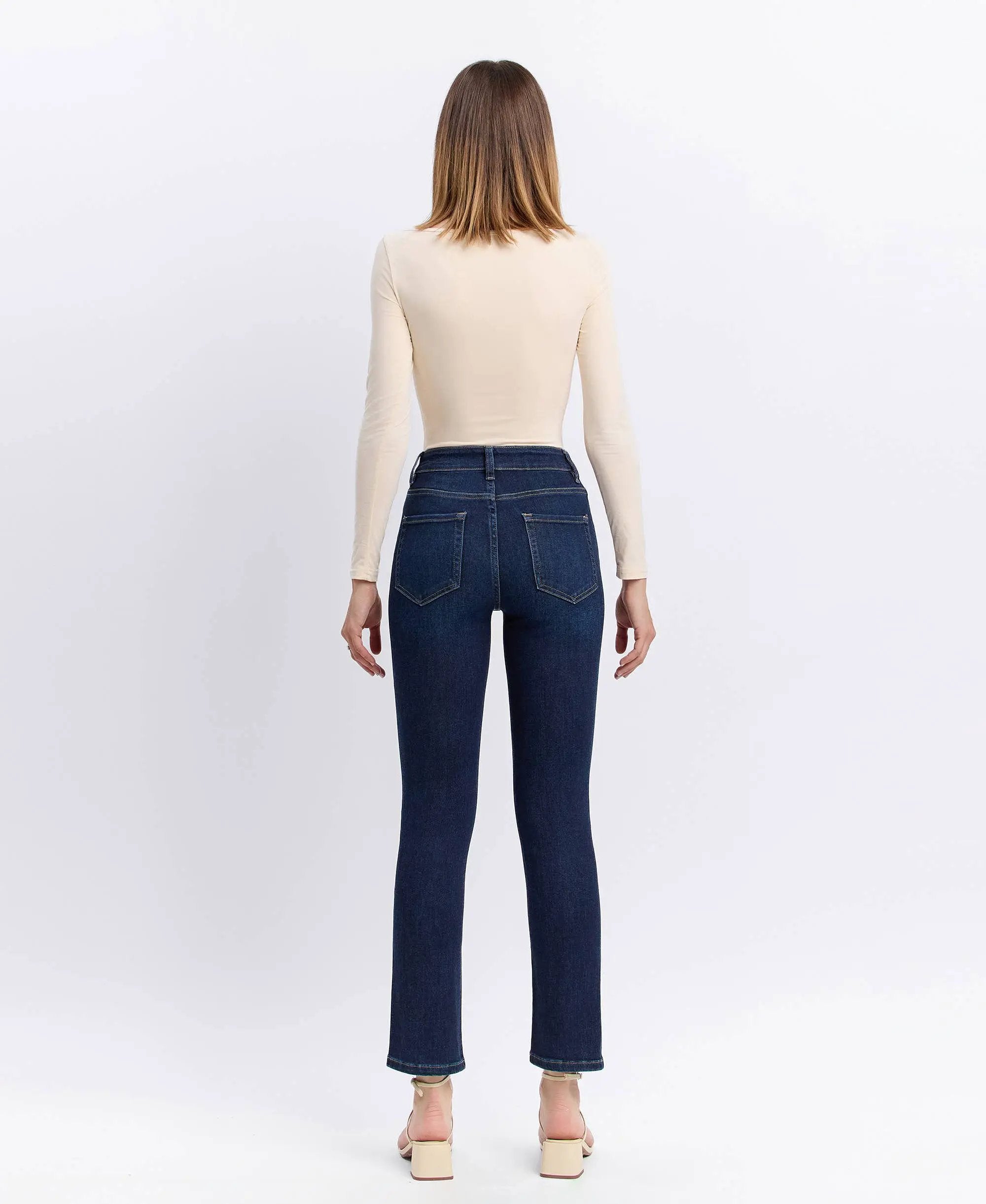 VERVET by FLYING MONKEY VERVET High Rise Ankle Slim Straight Jeans - Jeans