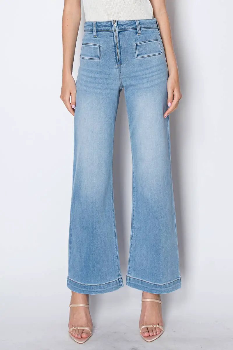 ARTEMIS VINTAGE Artemis Vintage Eco Fabric High Rise Front Pocket Holly Flare Jeans - Jeans