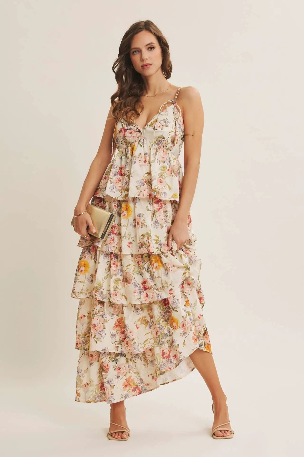 in february The Buttercream Garden Tiered Maxi Dress - Dresses