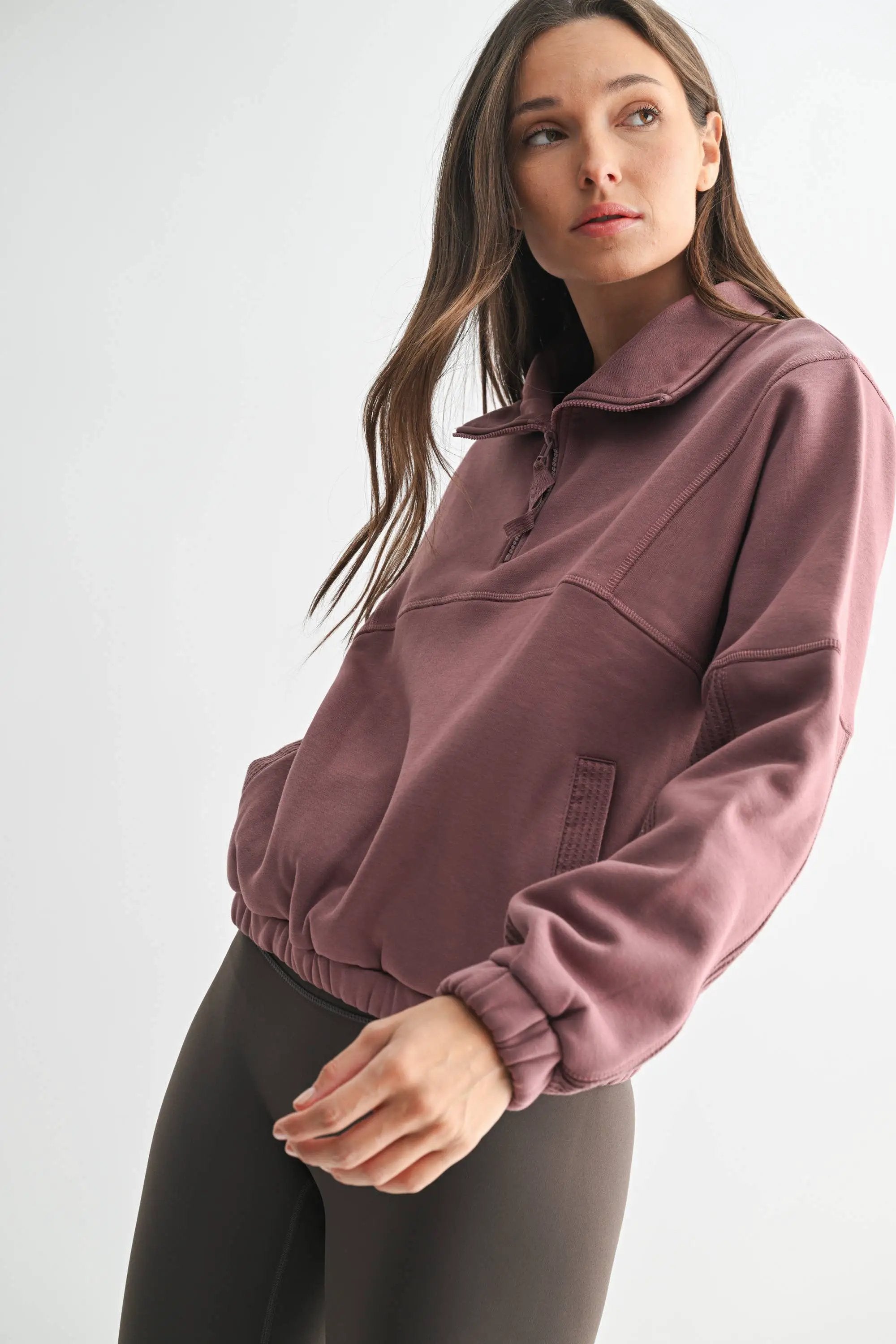 Mono B Mono B - Tundra Thermal Half-Zip in Rose Taupe - Sweatshirts Mono B - Tundra Thermal Half-Zip