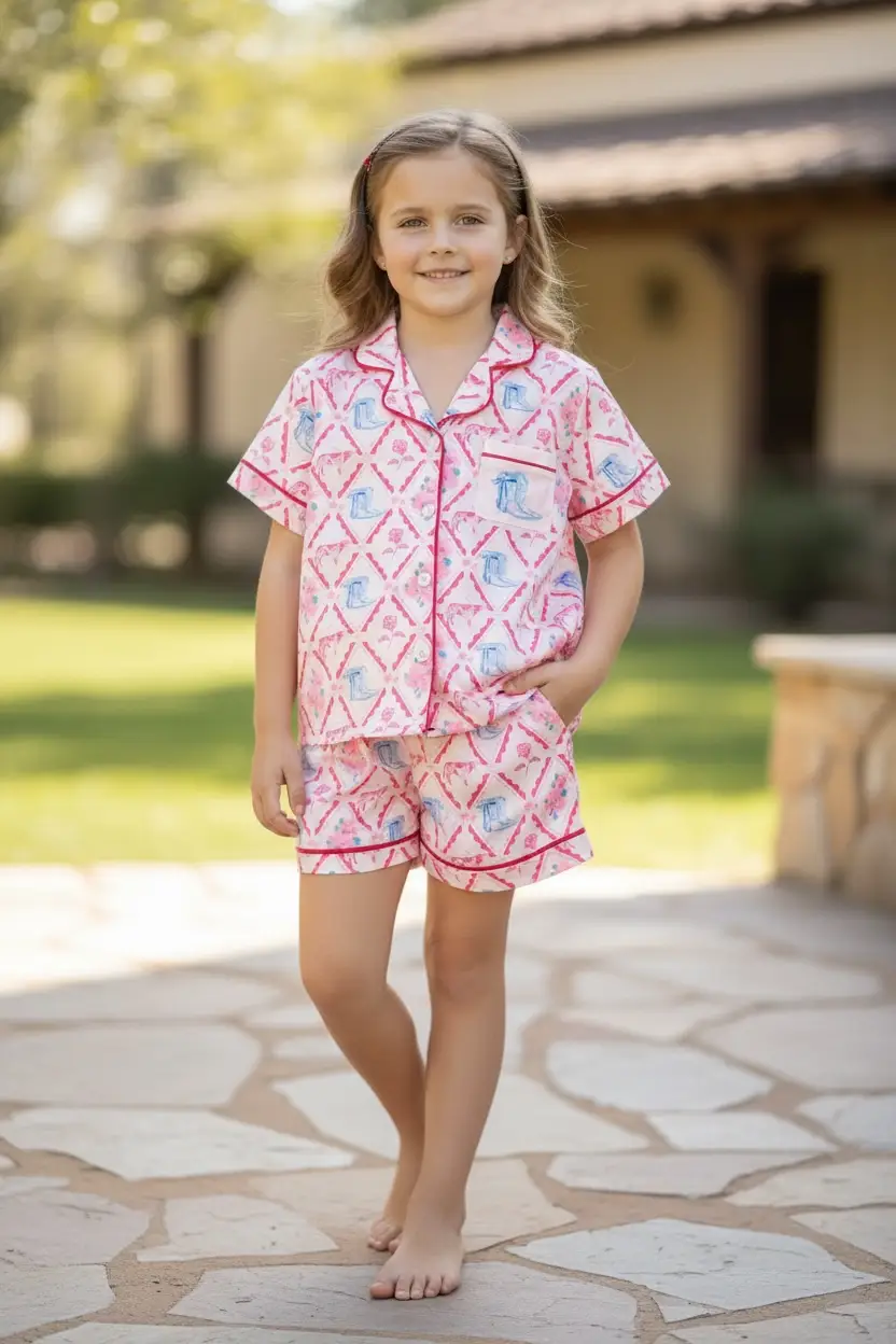 Kids Charm Online Western Cowgirl Boot Print Pajamas - MINI - Pajamas