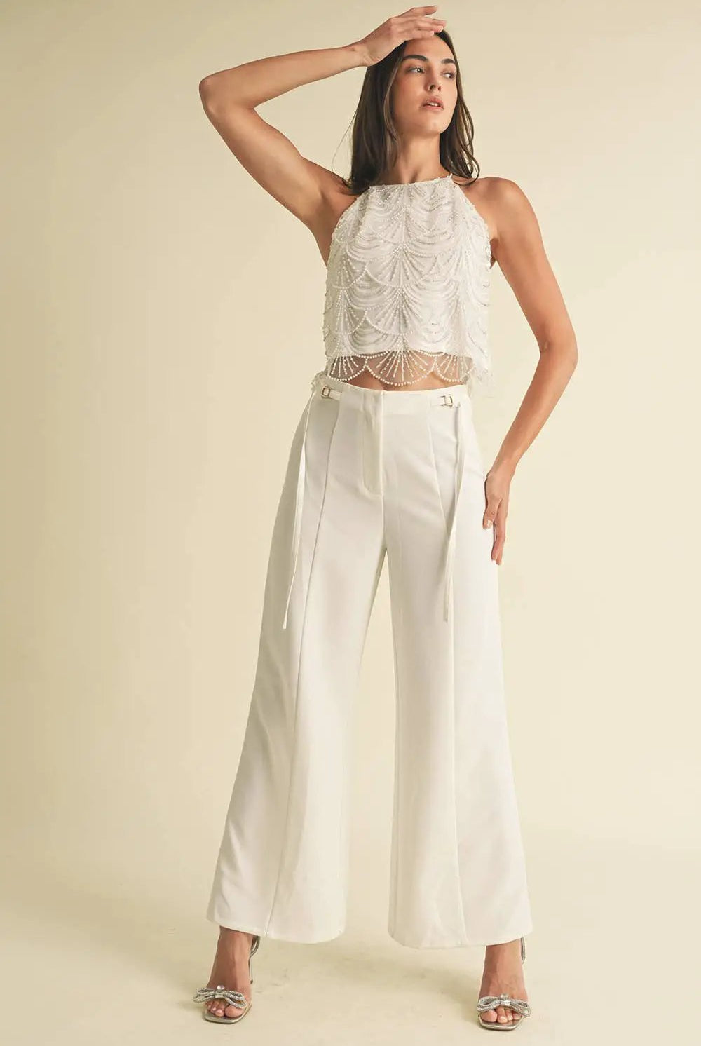 Endless Blu Endless Blu White Mermaid Embellished Top - Tank Tops