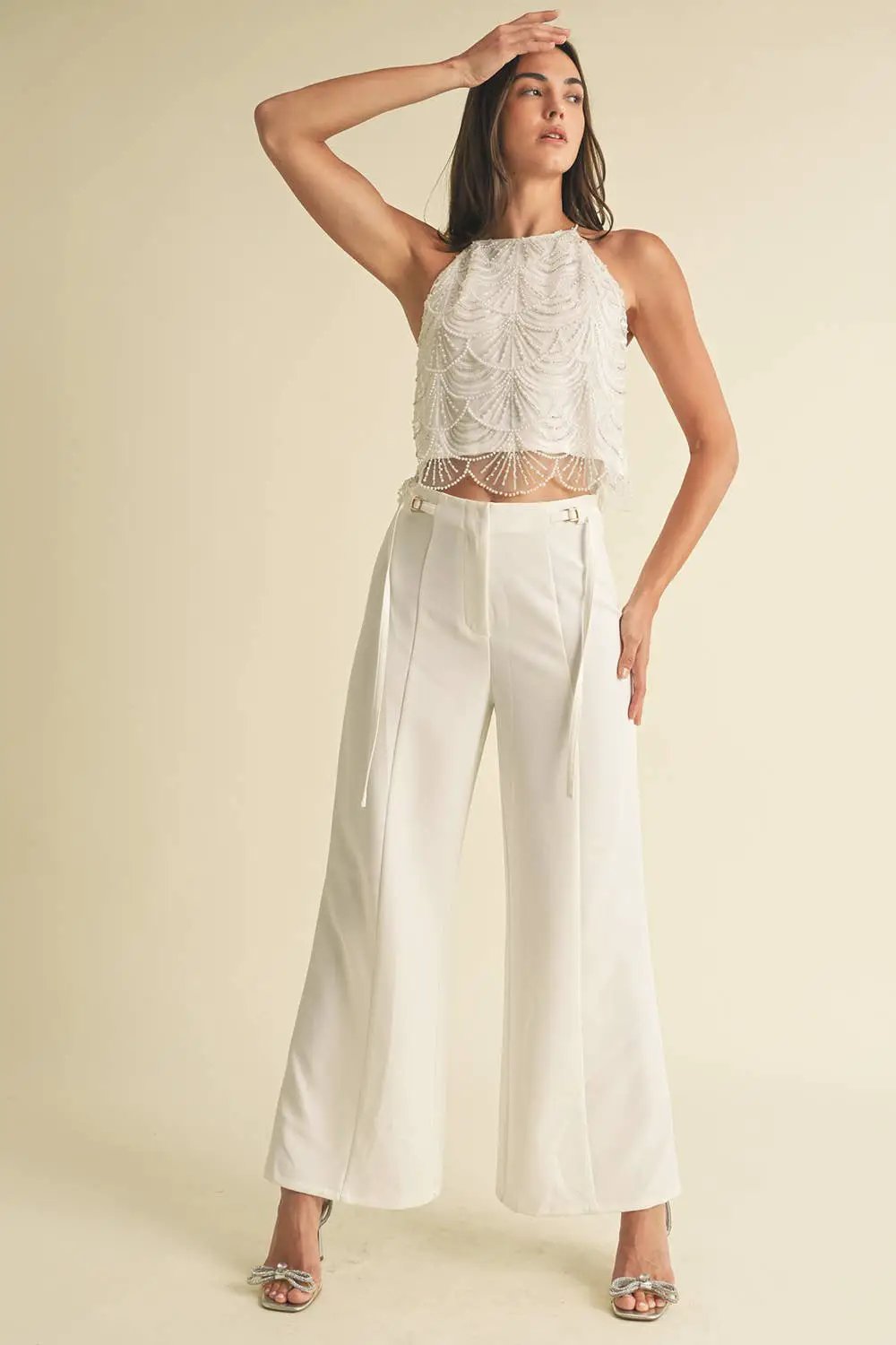 Endless Blu Endless Blu White Mermaid Embellished Top - Tank Tops