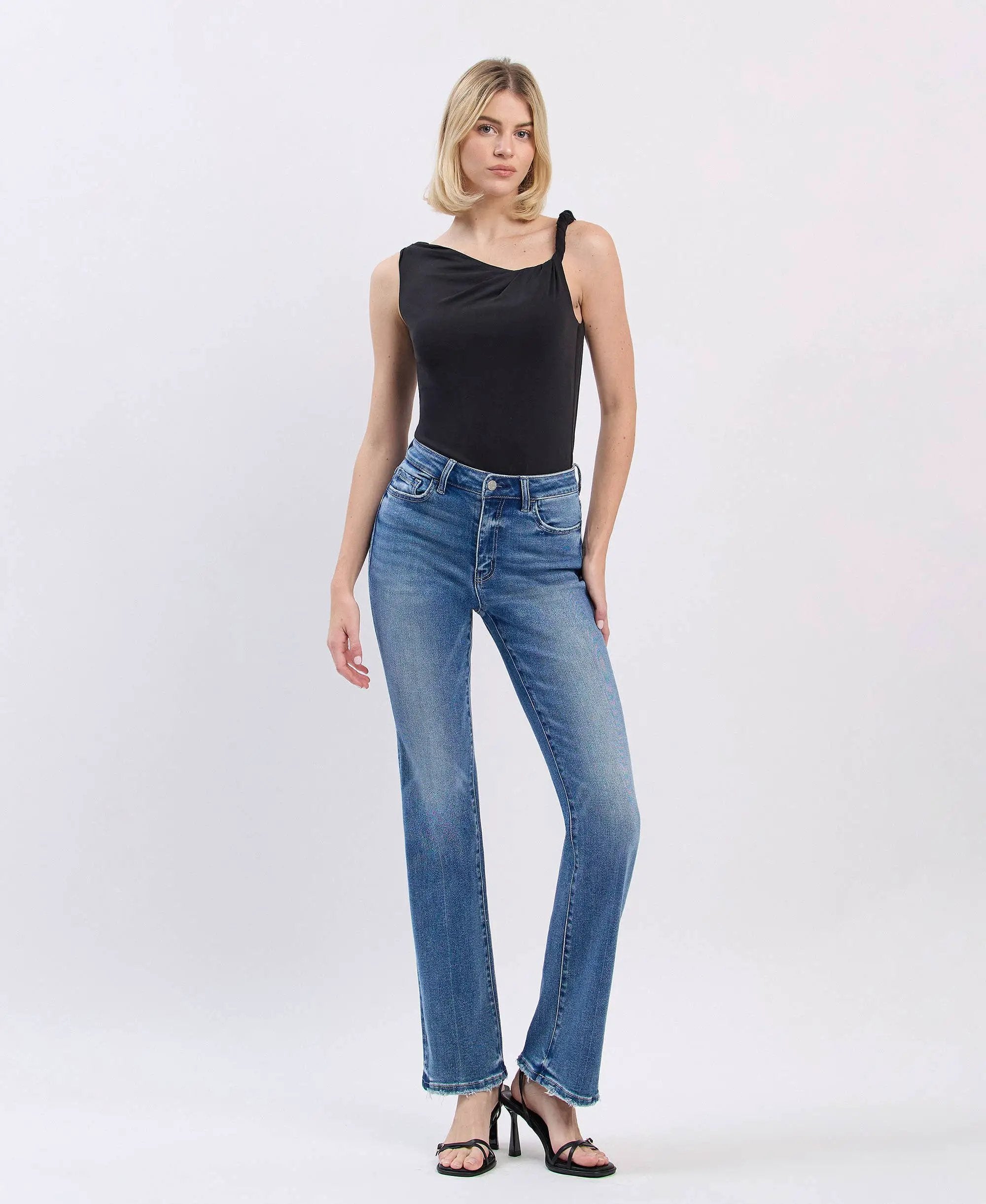 VERVET by FLYING MONKEY Vervet High Rise Full Length Bootcut Denim Jeans - Jeans