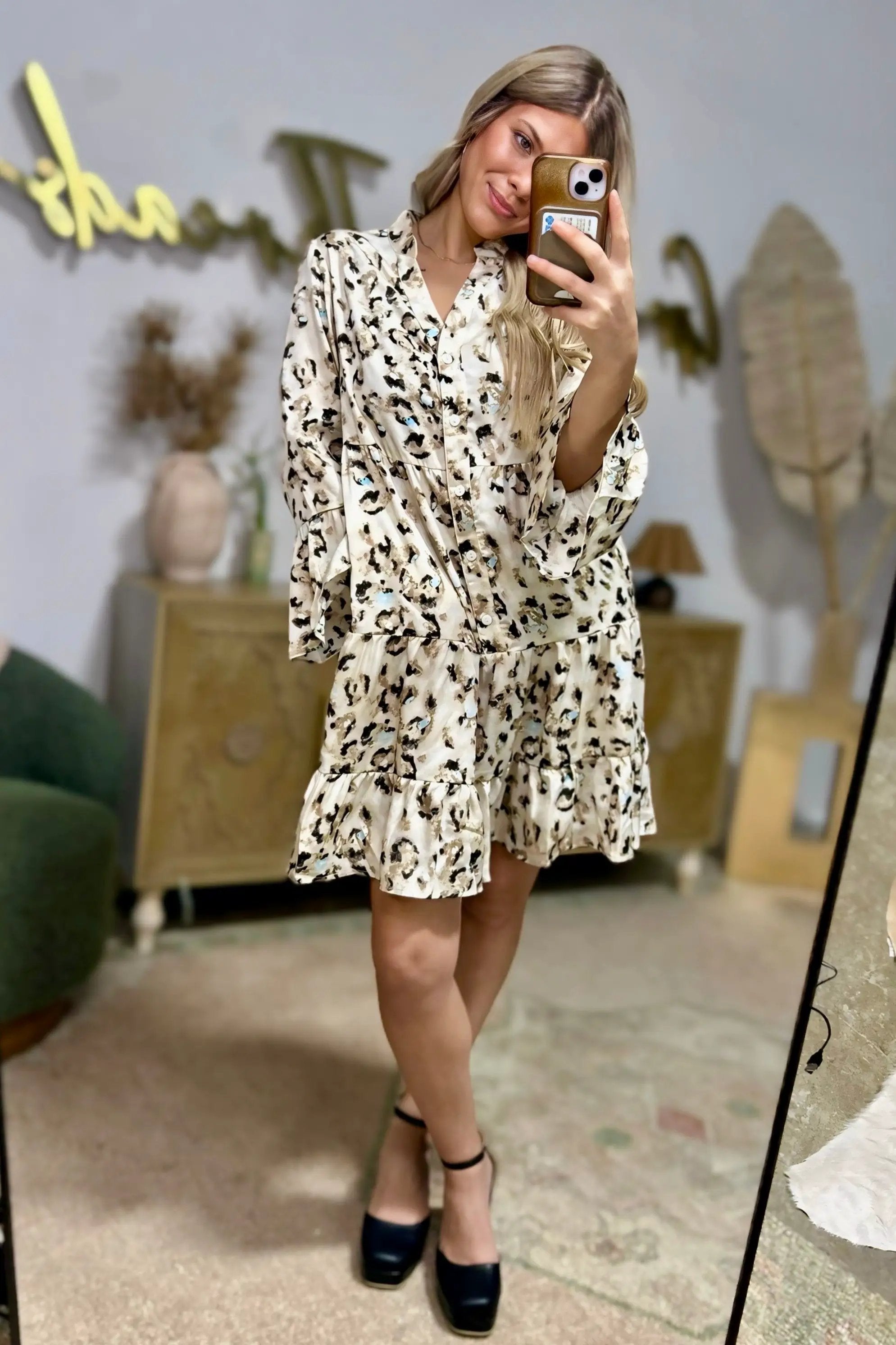 Grateful Threads Boutique Leopard Tiered Dress - Dresses
