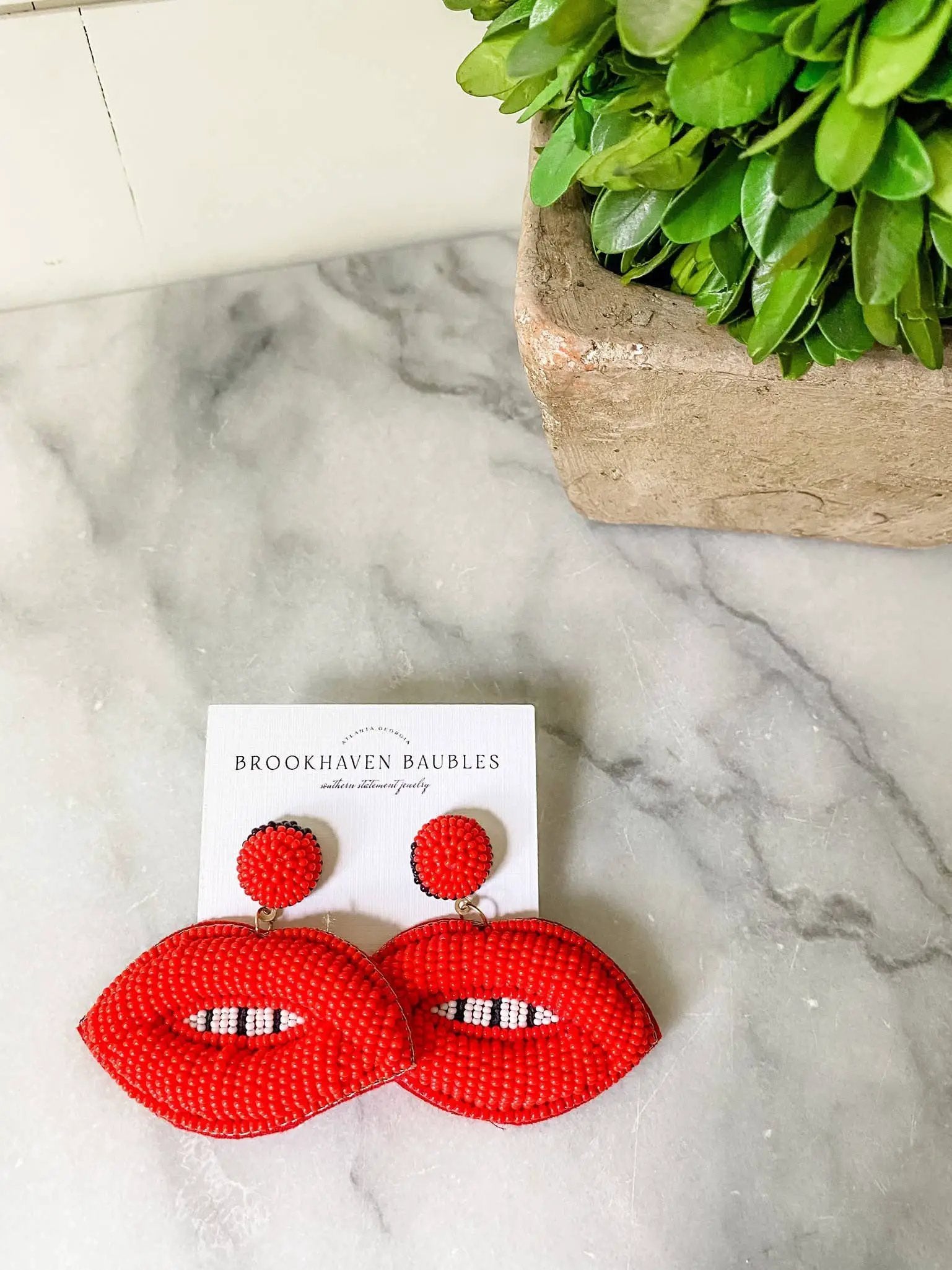 Brookhaven Baubles Lips Beaded Earrings- Southern Beaded Statement Fashion Earrings - Earrings beaded lips earrings