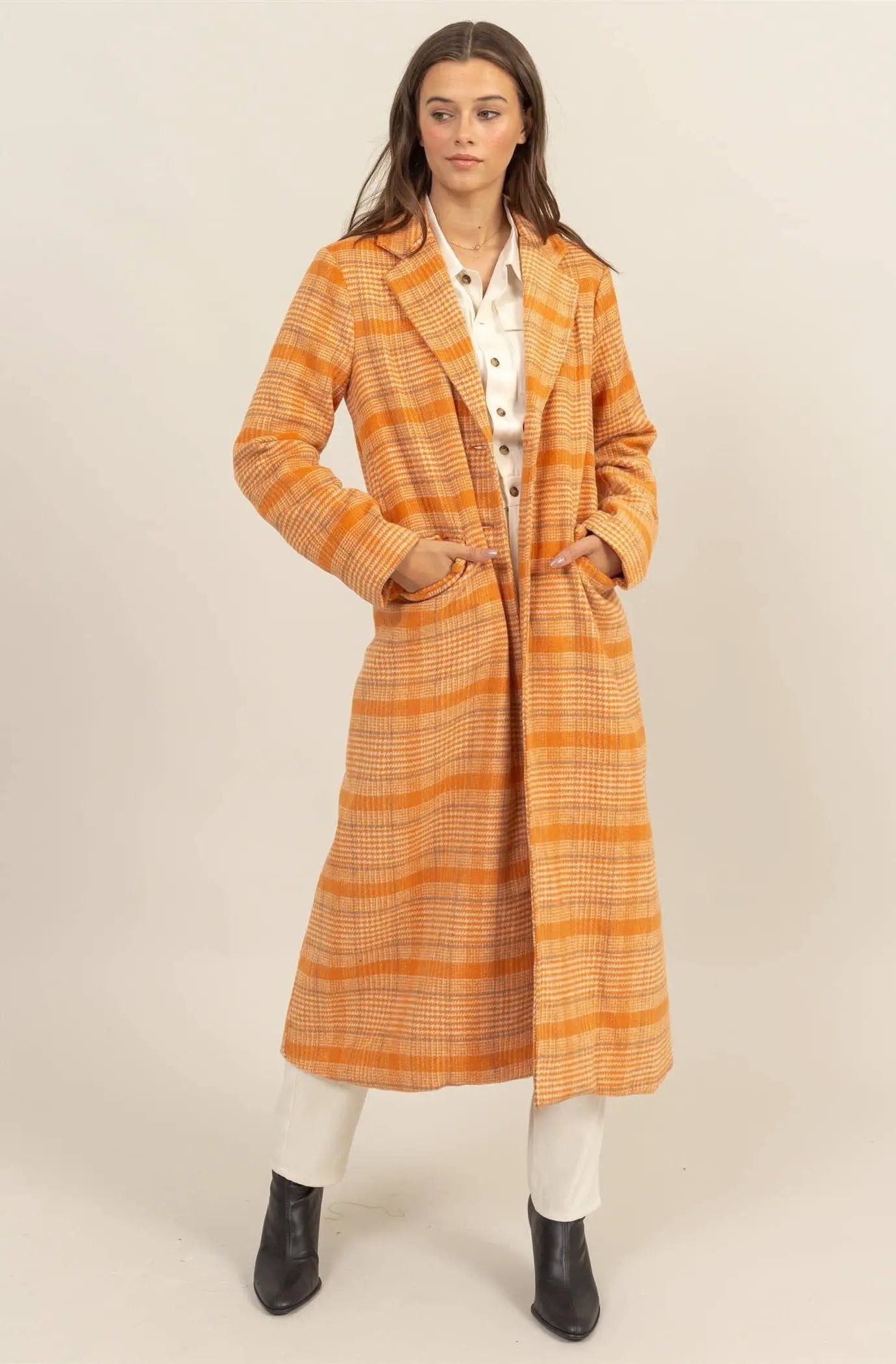 HYFVE HYFVE - Toasted Pumpkin Plaid Coat - Overcoats