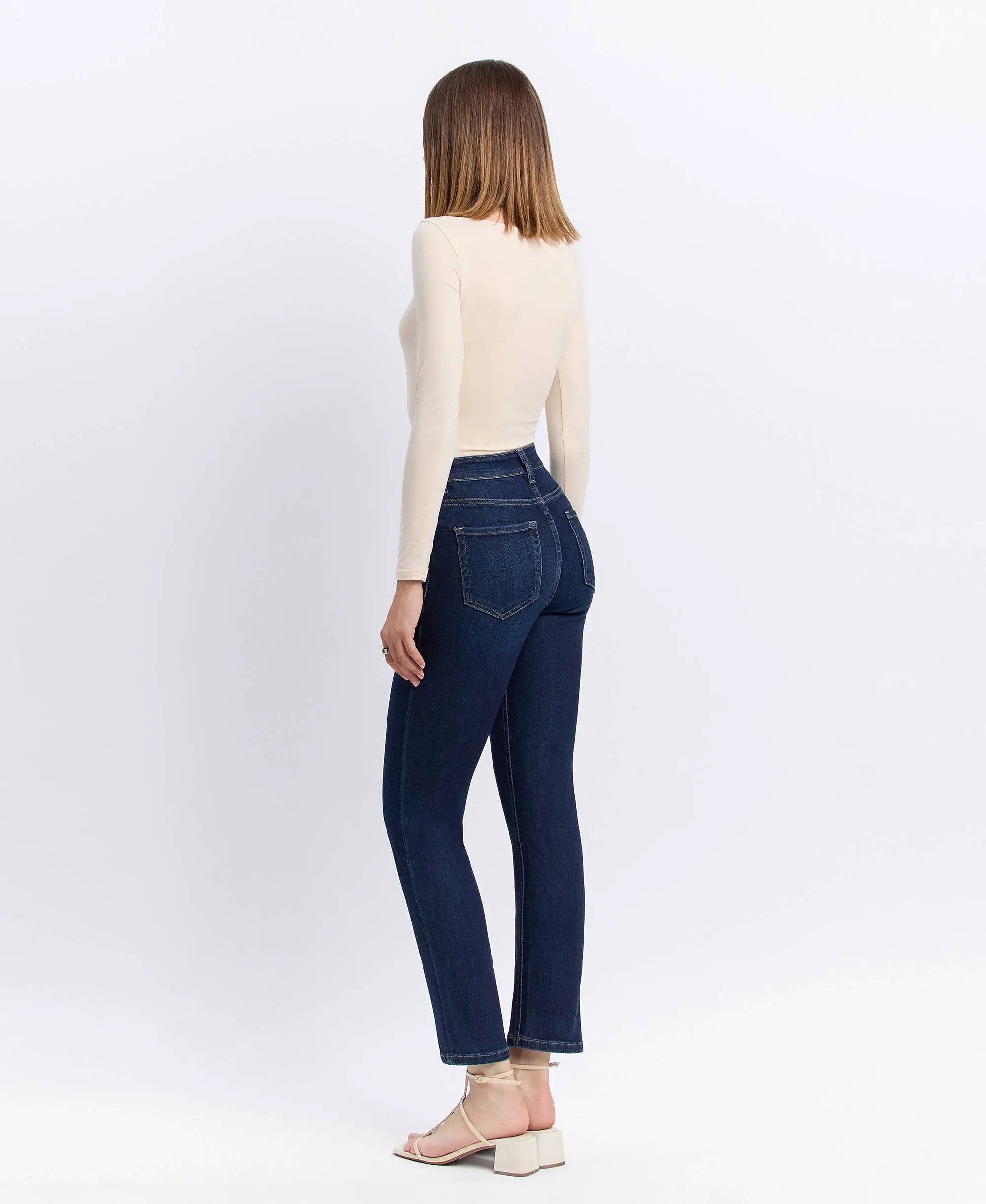 VERVET by FLYING MONKEY VERVET High Rise Ankle Slim Straight Jeans - Jeans