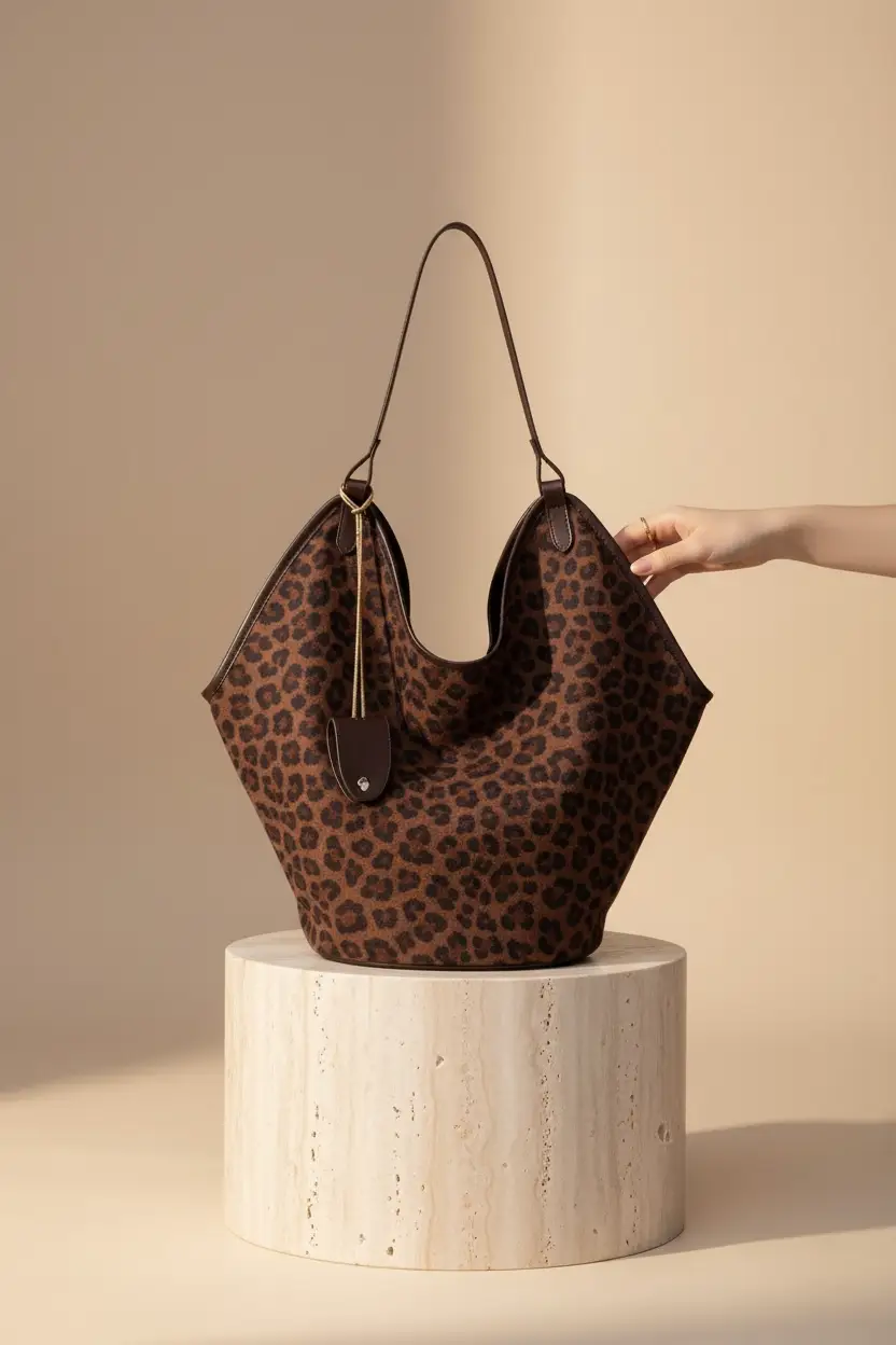 FurDecoration Wild & Wander Brown Leopard Bucket Tote - Handbags
