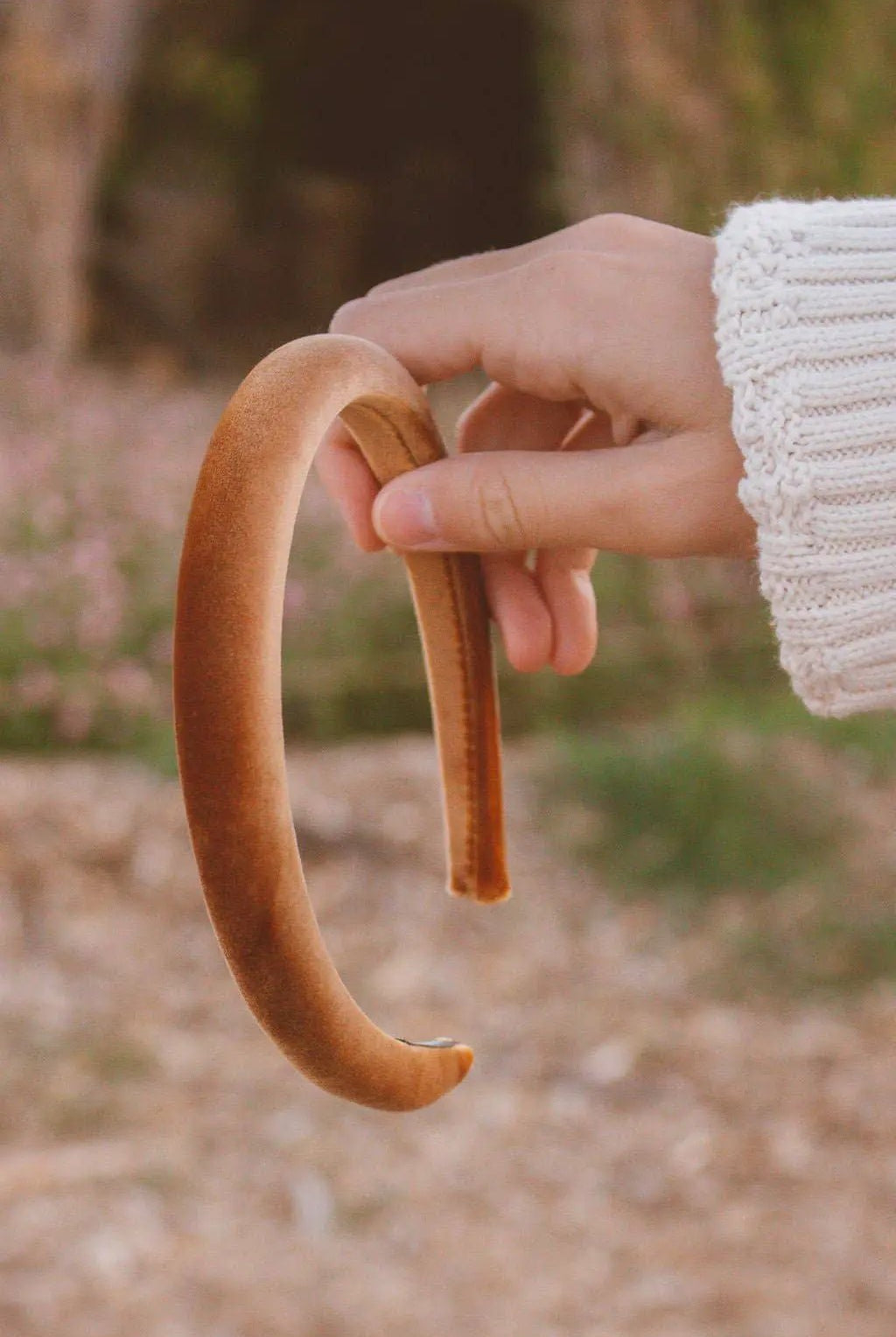 Shop ANDi The Slim Velvet Hard Headband: Tawny - Hair Accessories velvet headband