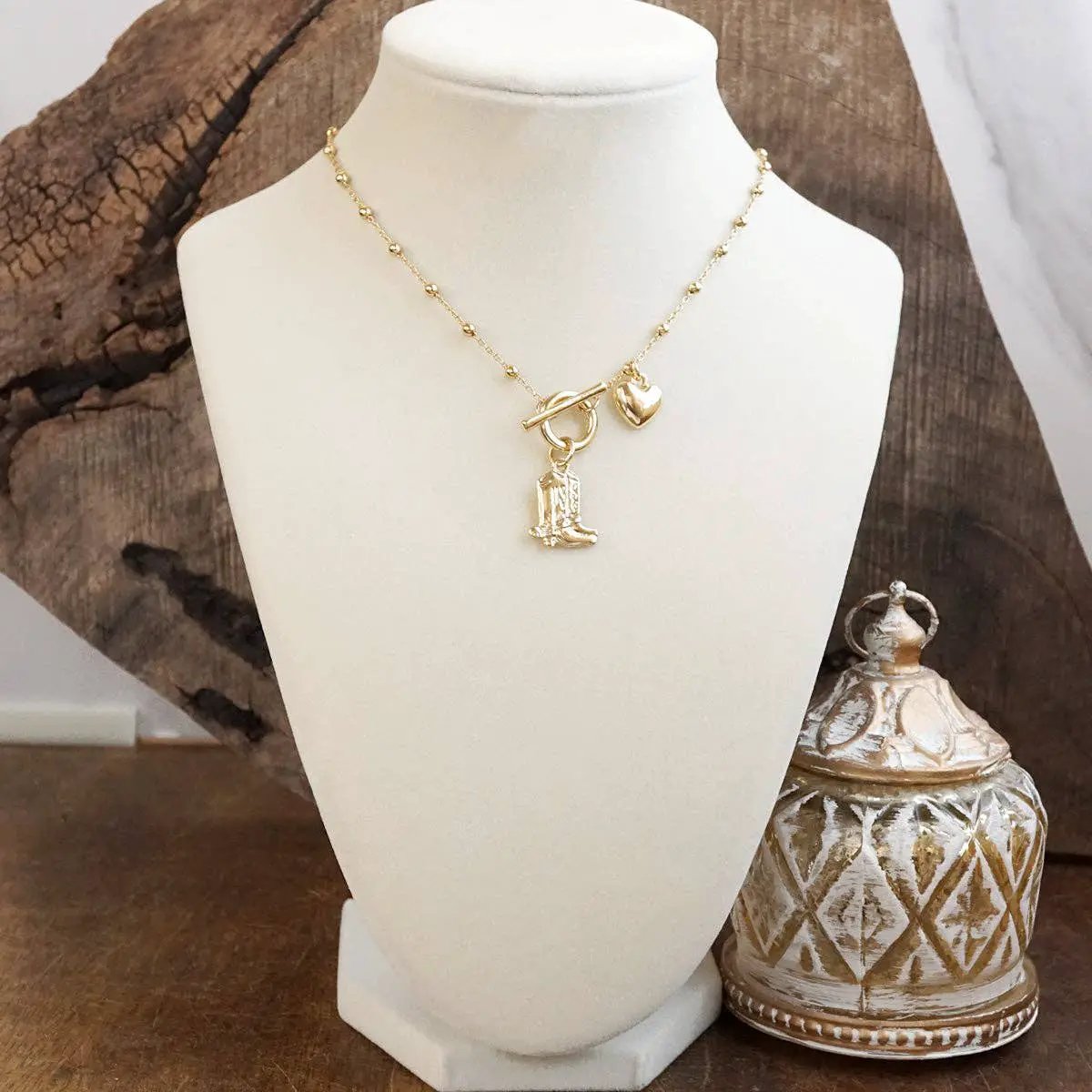 PennyLine inc The Cowgirl Heart Gold Charm Necklace - Necklaces