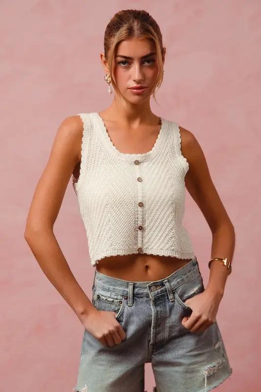 So Me Summer Breeze Chevron Knit Tank - Tank Tops chevron pattern lightweight tank top