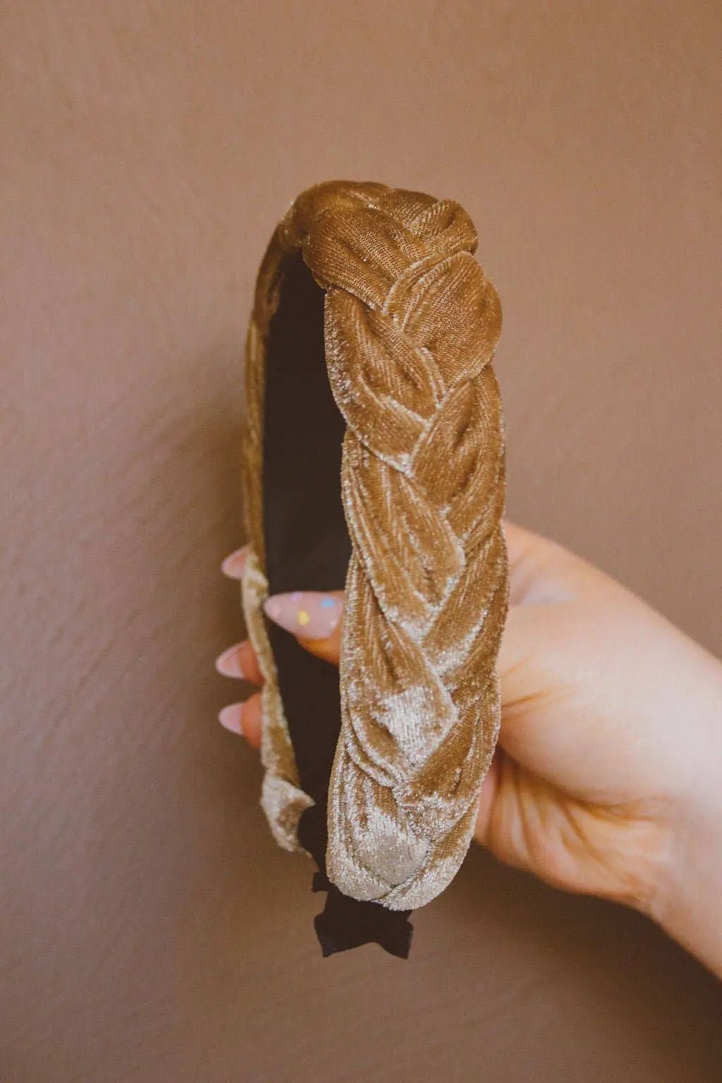 Shop ANDi Mocha Velvet Braided Hard Headband - Headbands