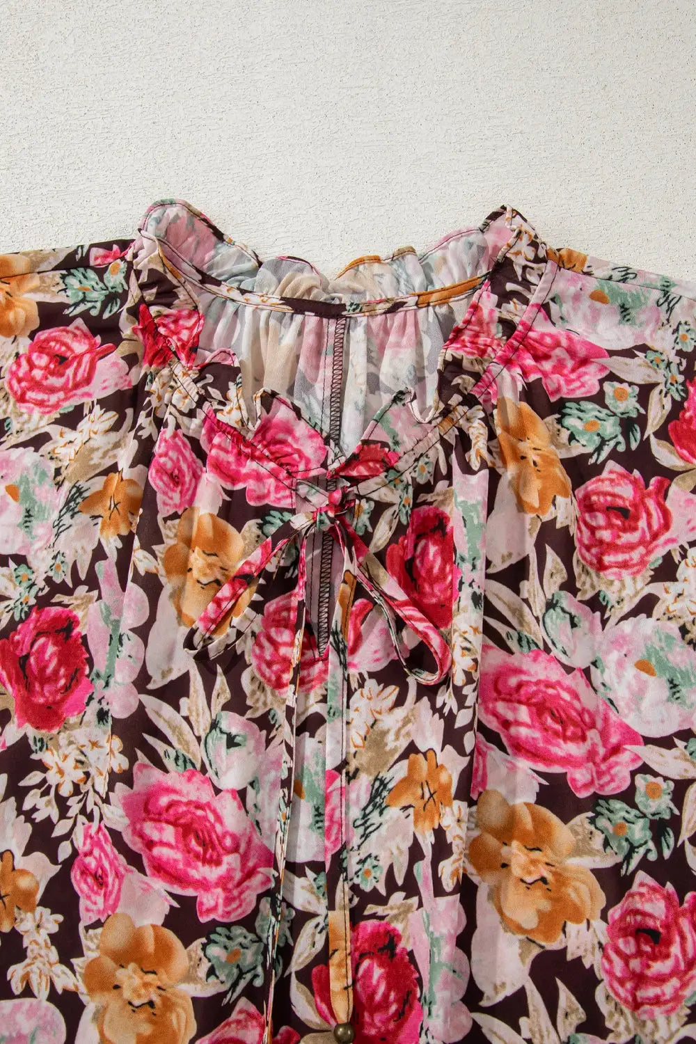 1 the Woman Rosé Garden Crewneck Blouse - Blouses Floral Print Crew Neck Short Sleeve Shift Blouse