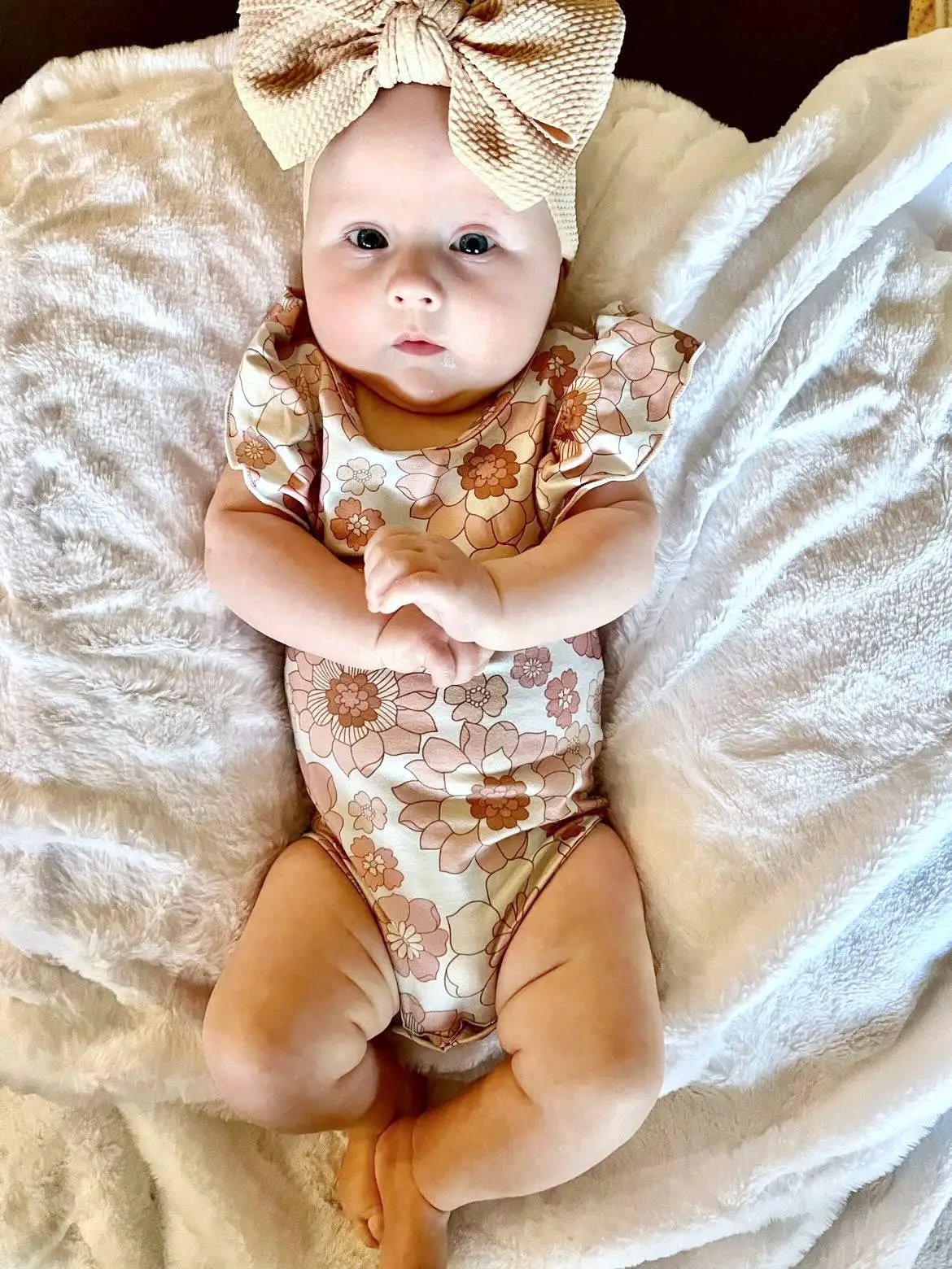 Celebrate Your Tribe Retro Flower Short Sleeve Bodysuit - Bodysuits