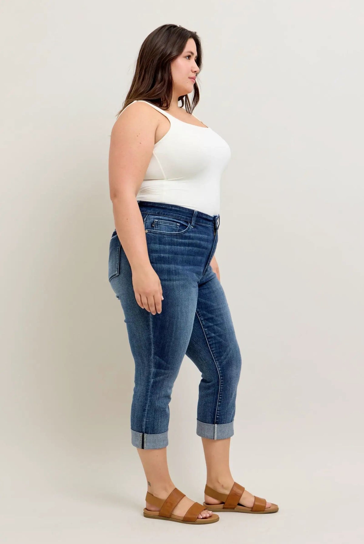 Judy Blue Judy Blue Dark Wash Cuffed Capri PLUS - Jeans Judy Blue Dark Wash Cuffed Capri PLUS