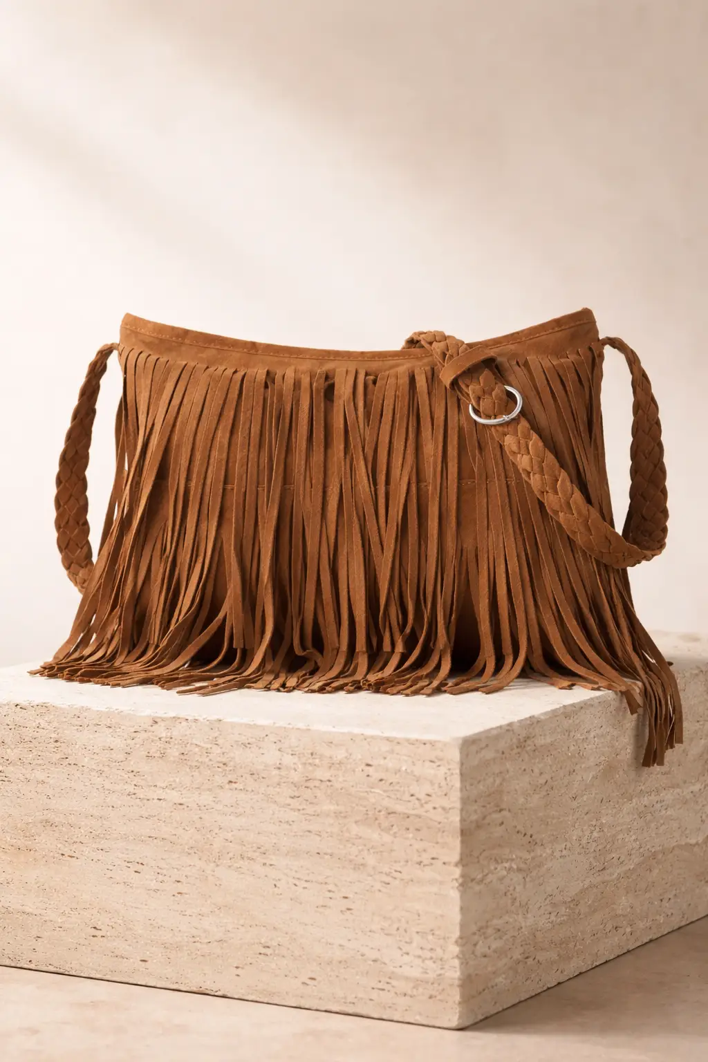 FurDecoration The Desert Dancer Camel Fringe Shoulder Bag - Handbags