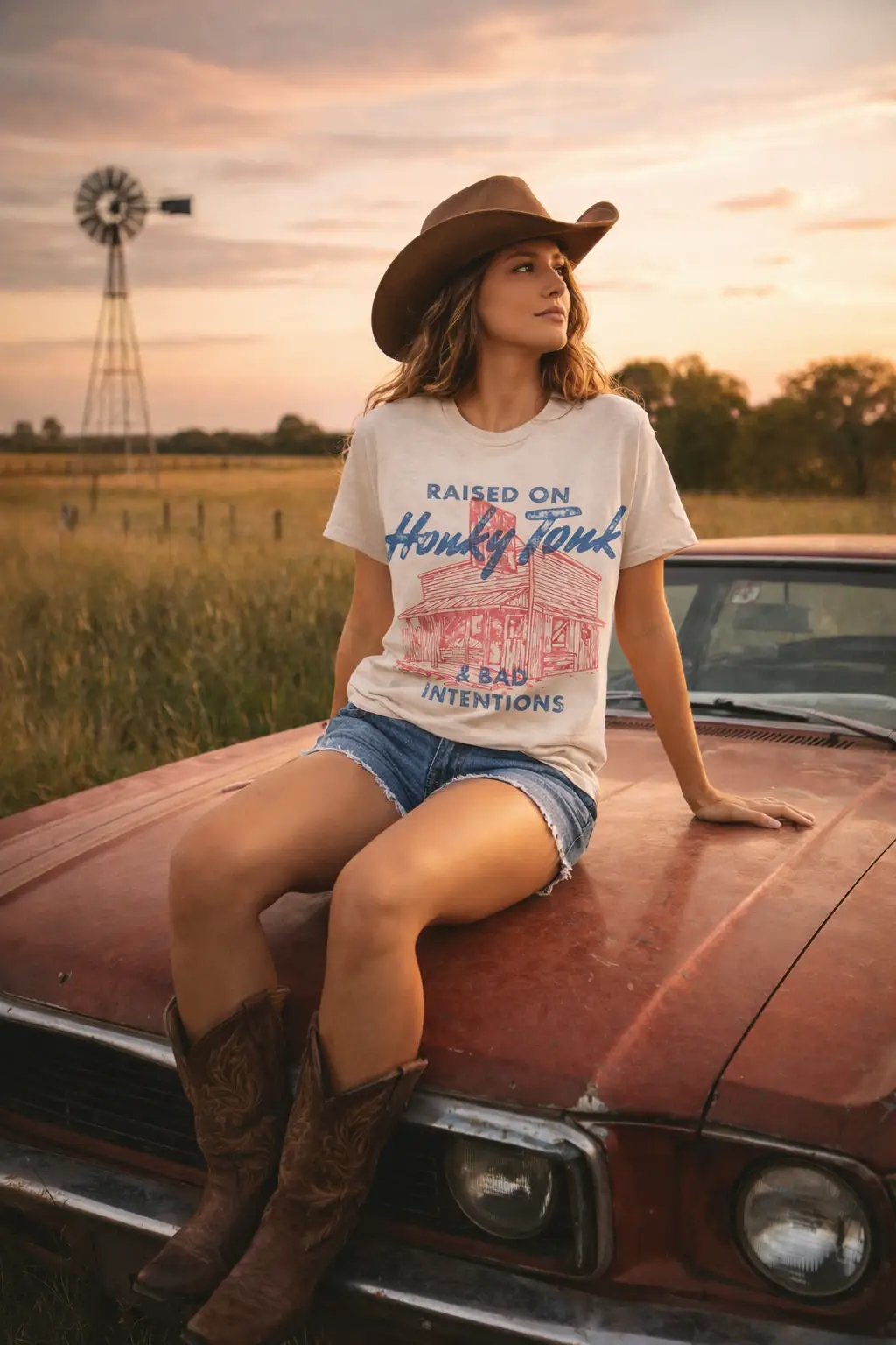 Willow Poppy Raised Wild Honky Tonk Tee - T-Shirts