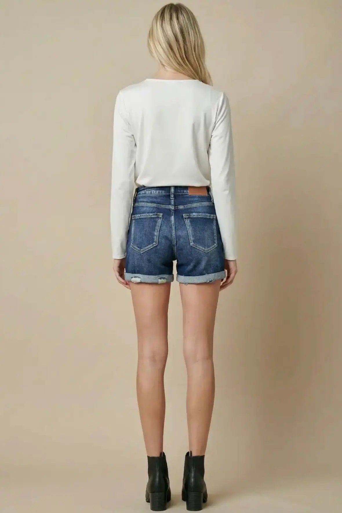 ARTEMIS VINTAGE The Artemis Vintage High Rise Double Cuffed Shorts - Denim Shorts