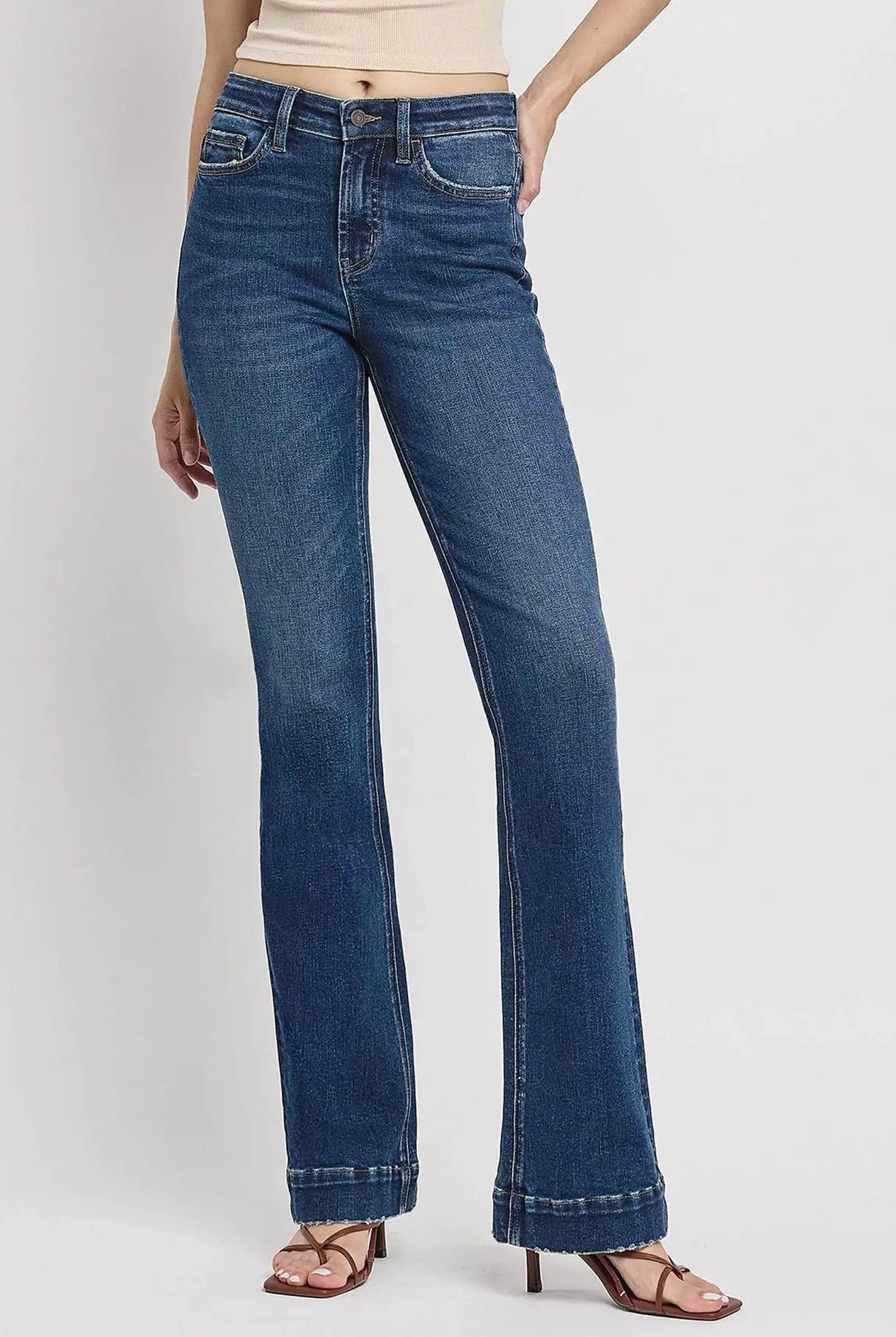 VERVET by FLYING MONKEY VERVET High Rise Trouser Hem Bootcut Jeans - Jeans