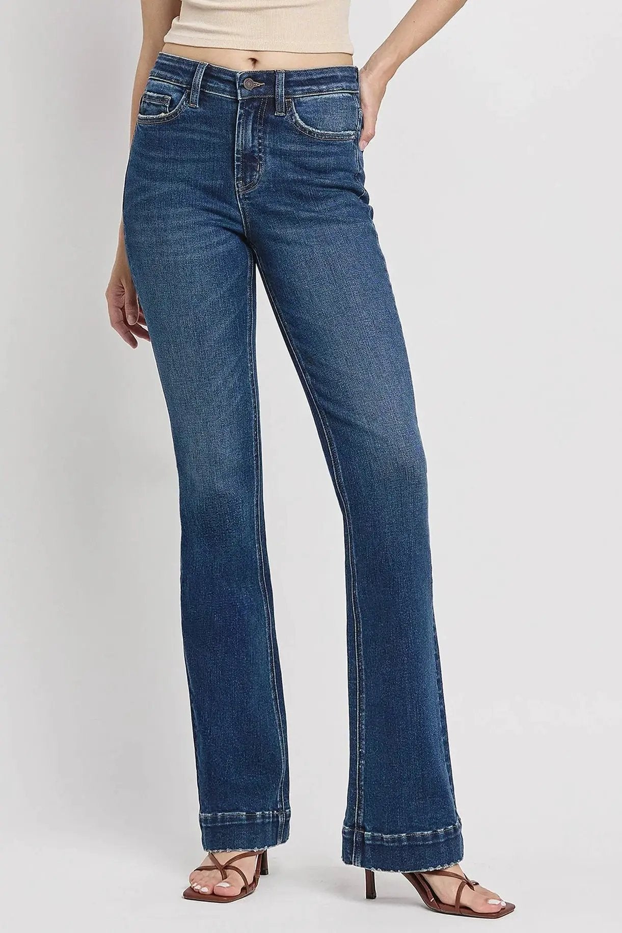 VERVET by FLYING MONKEY VERVET High Rise Trouser Hem Bootcut Jeans - Jeans
