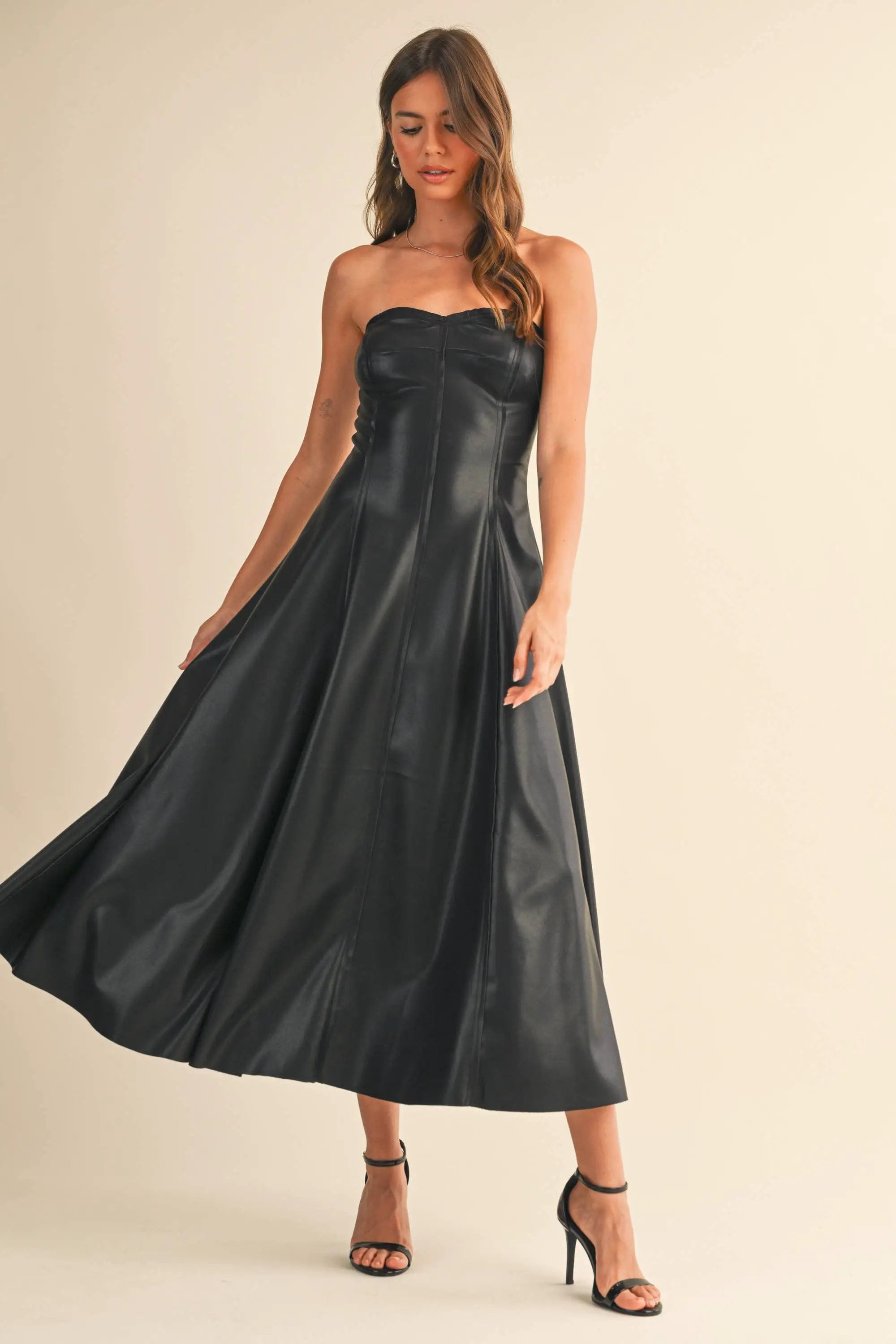 Klesis The After Dark Faux Leather Midi Dress - Dresses