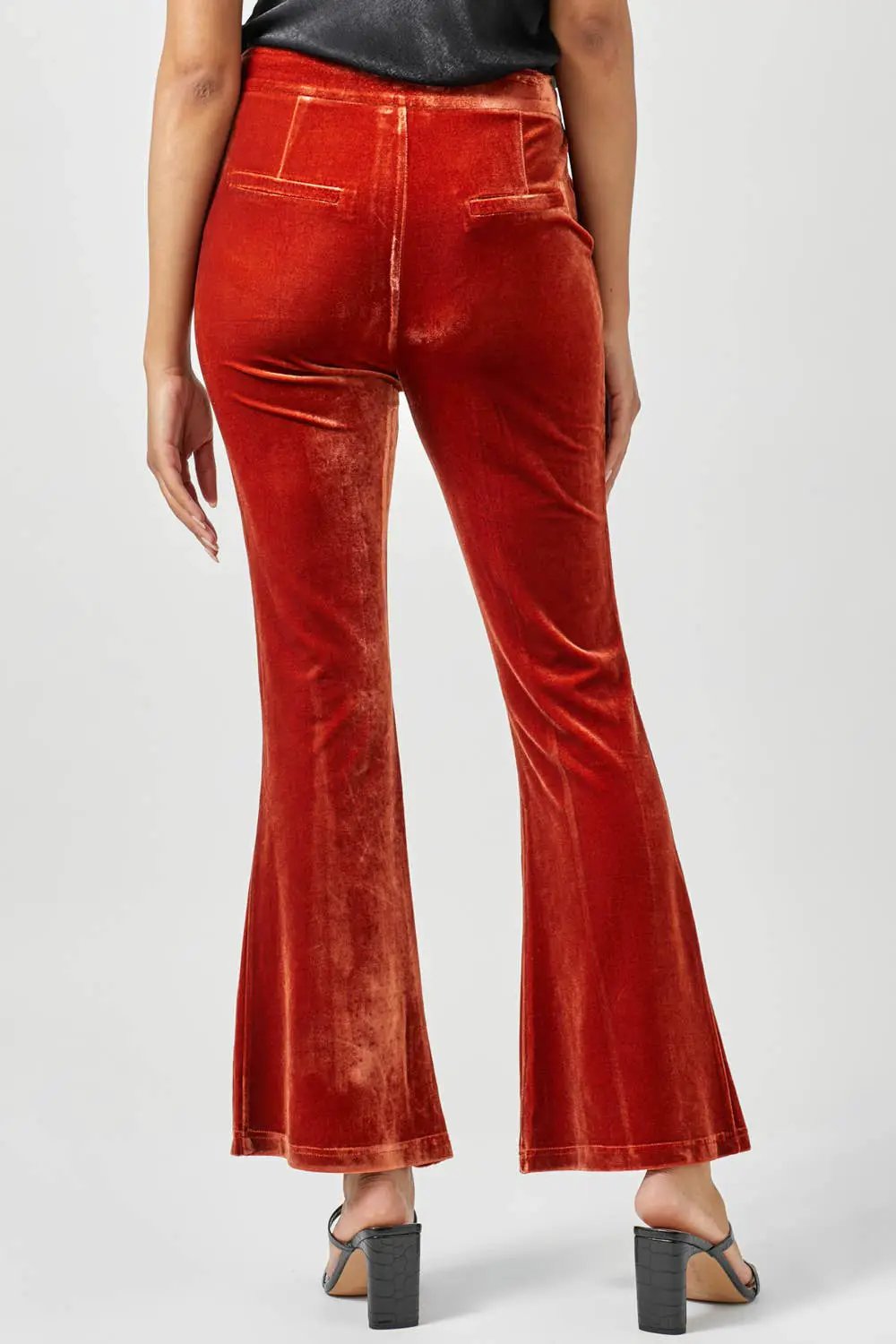 Mystree Mystree - Sunset Glow Velvet Flare Trousers - Trousers