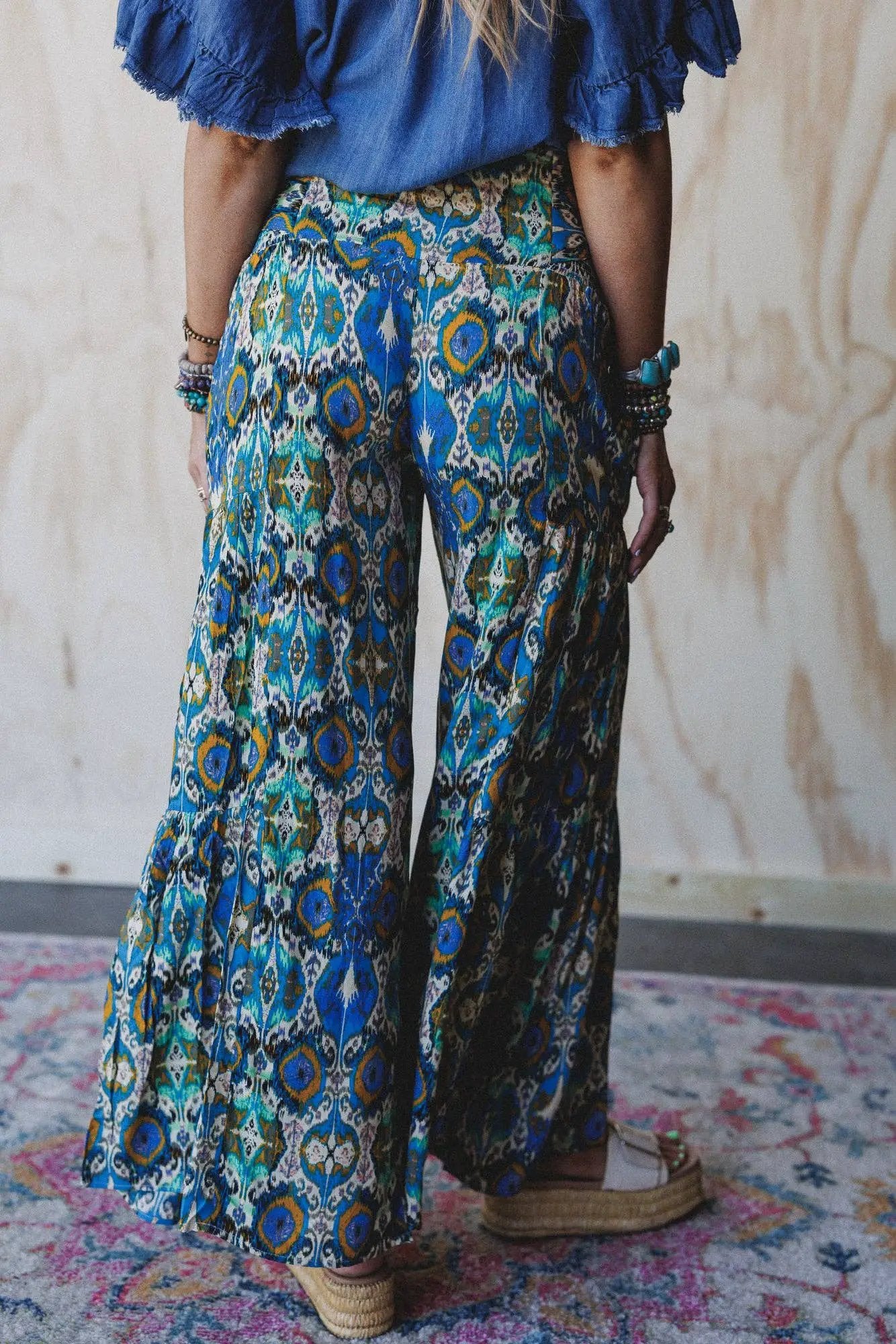 Three Bird Nest Three Bird Nest - Secret Admirer Blue Multi Printed Pants - Pants bottoms-pants
