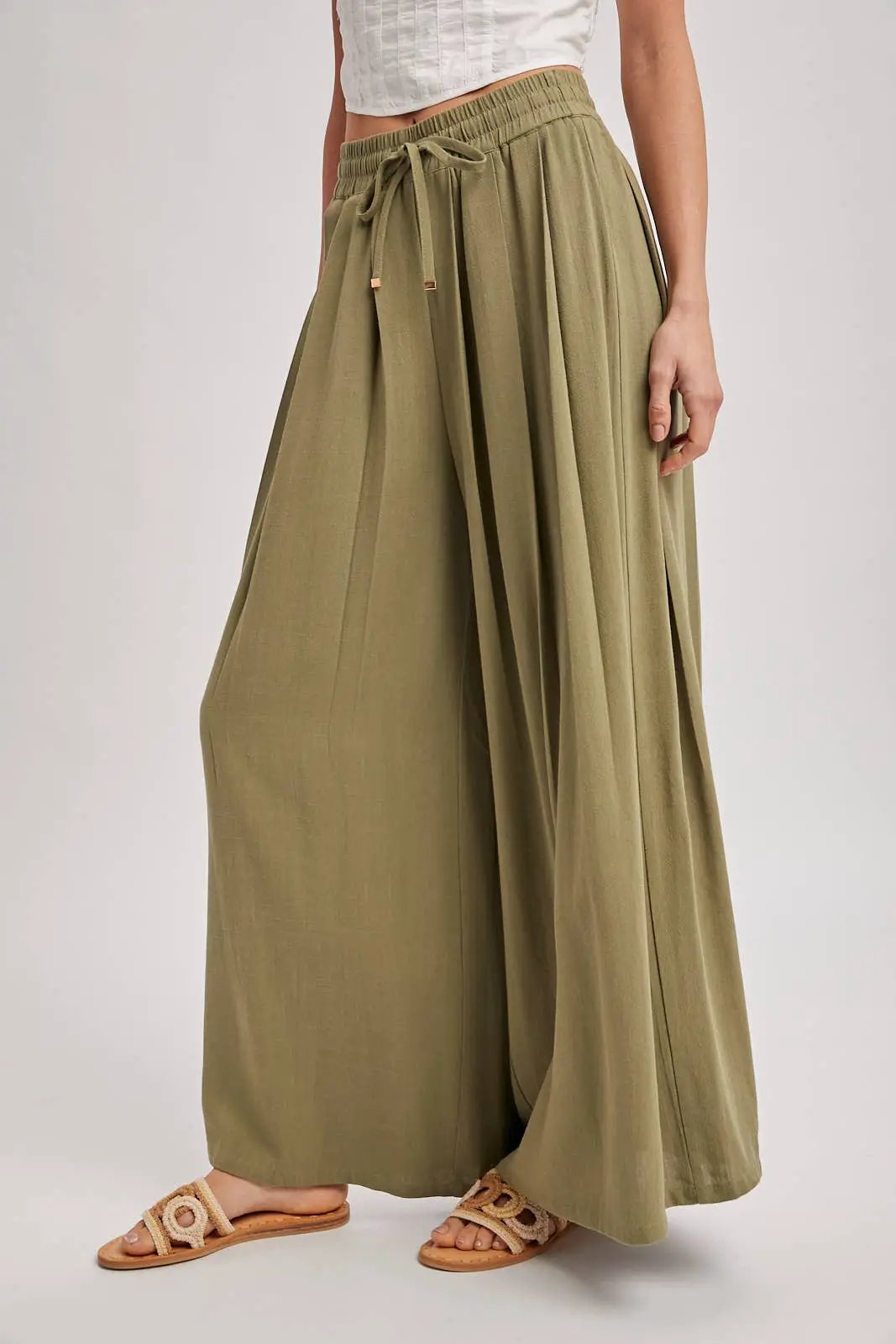 Bluivy The Light Olive Palazzo Pants - Pants