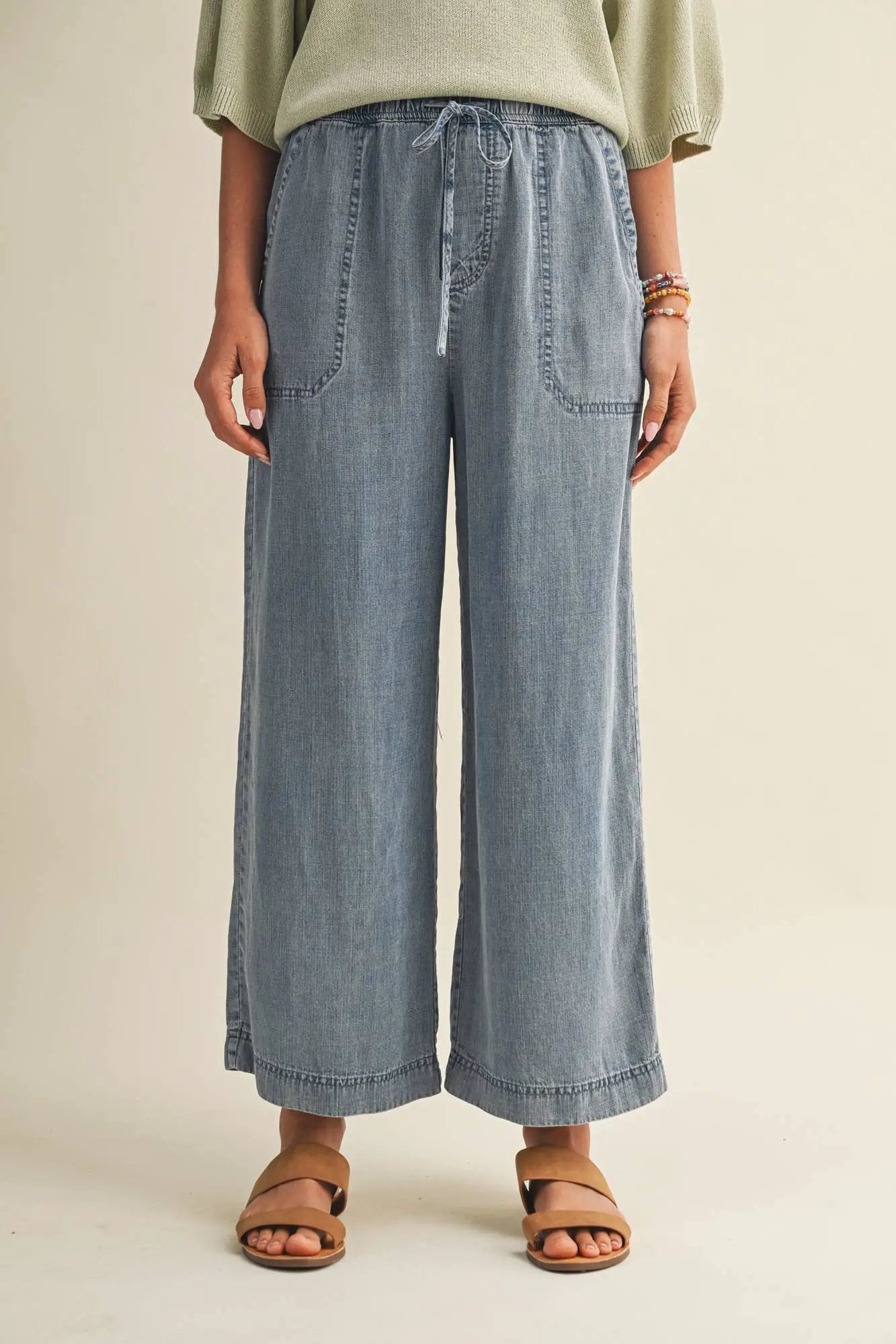 Mustard Seed Tencel Wide Leg Denim Pants - Pants