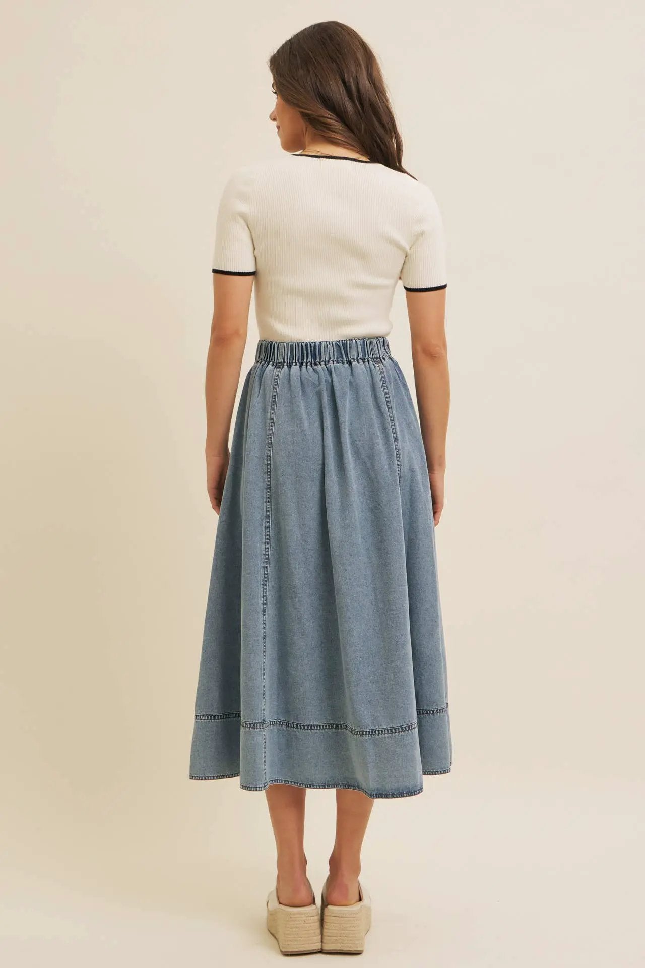 in february The Classic Charm Contrast Rib Sweater Top: Cream - Clothing Tops