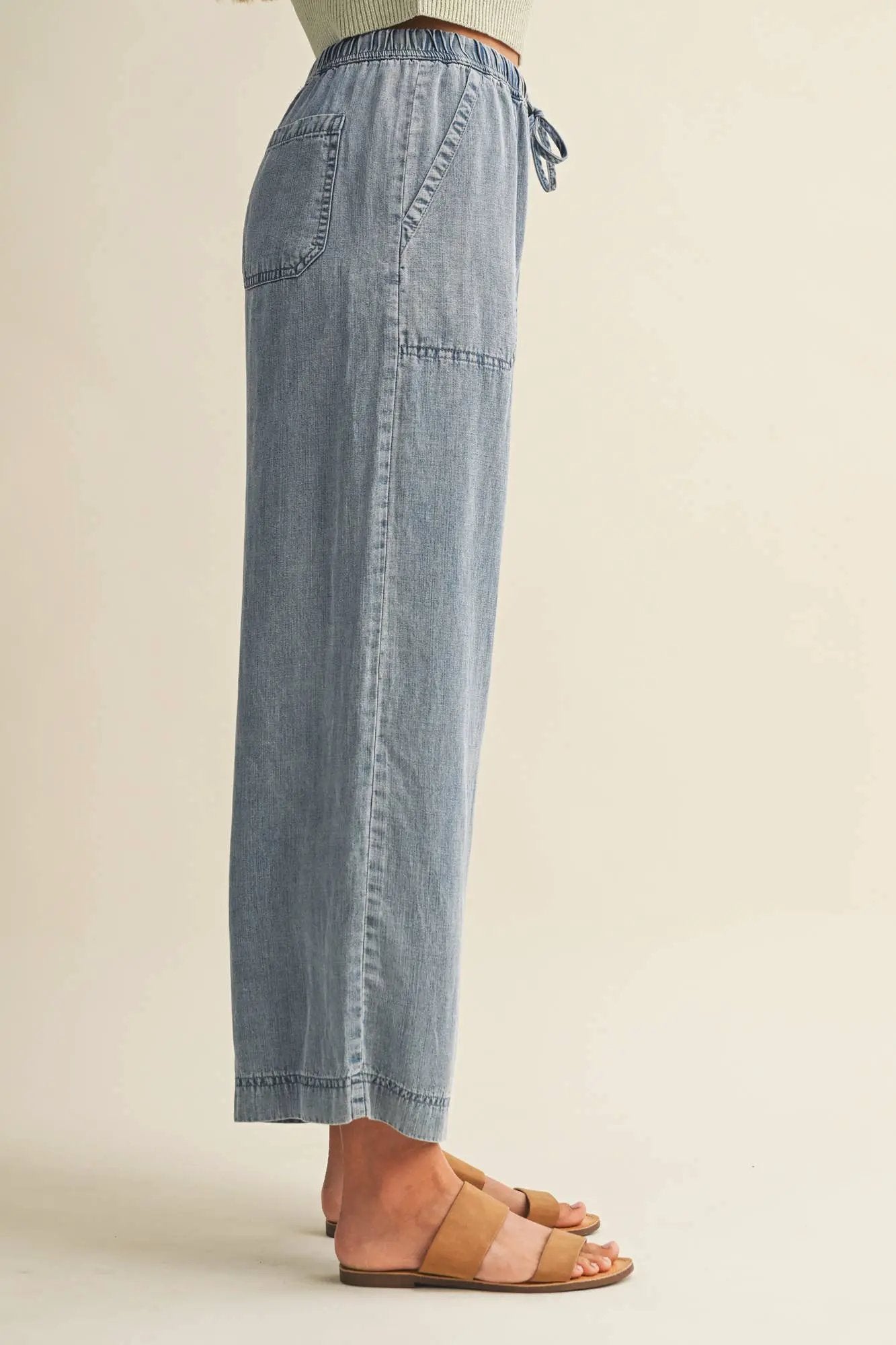 Mustard Seed Tencel Wide Leg Denim Pants - Pants