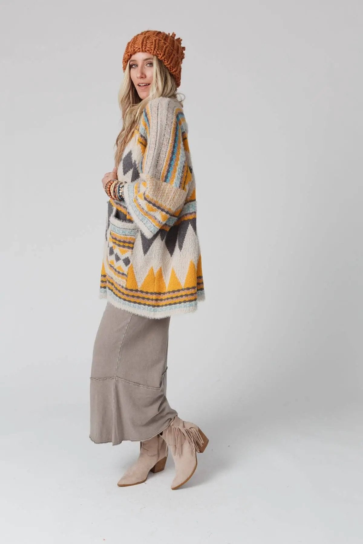 Three Bird Nest Three Bird Nest - Keep It Up Mustard Oversized Cardigan - Cardigans