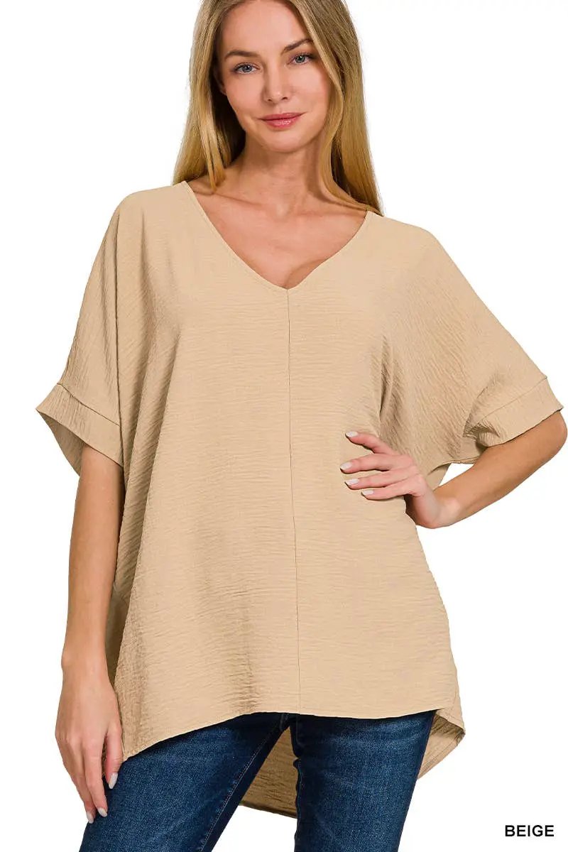 Zenana Zenana Airflow Dolman Short Sleeve Top - Clothing Tops airflow dolman sleeve short sleeve top