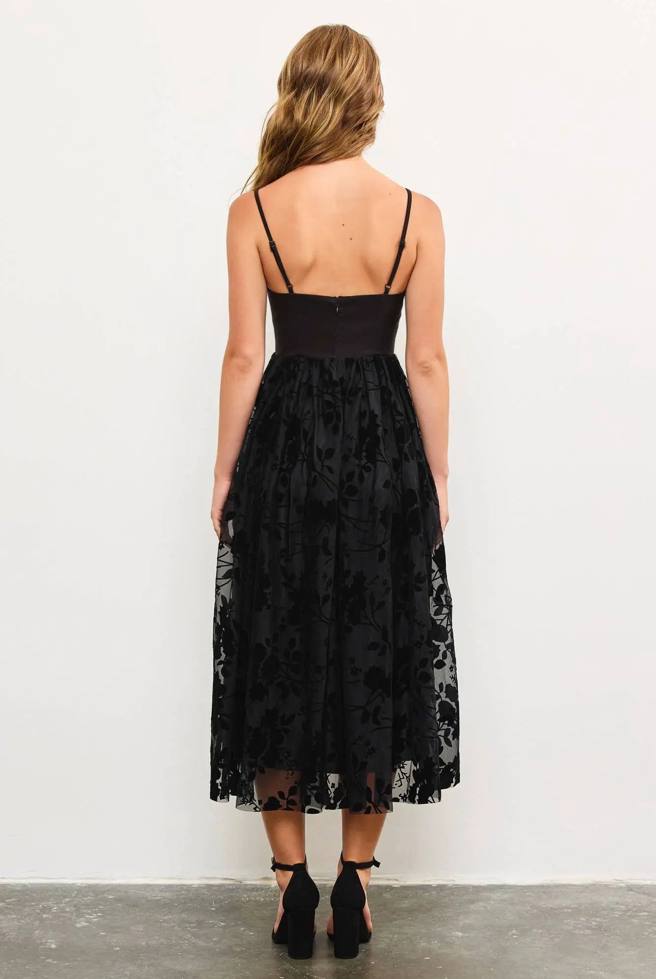 Mustard Seed The Midnight Bloom Velvet Burnout Floral Midi Dress - Dresses