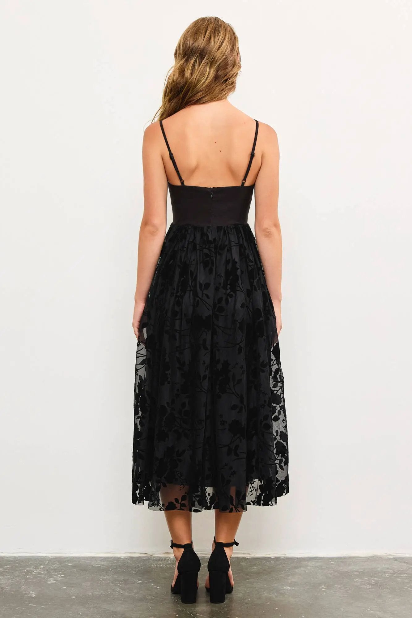Mustard Seed The Midnight Bloom Velvet Burnout Floral Midi Dress - Dresses