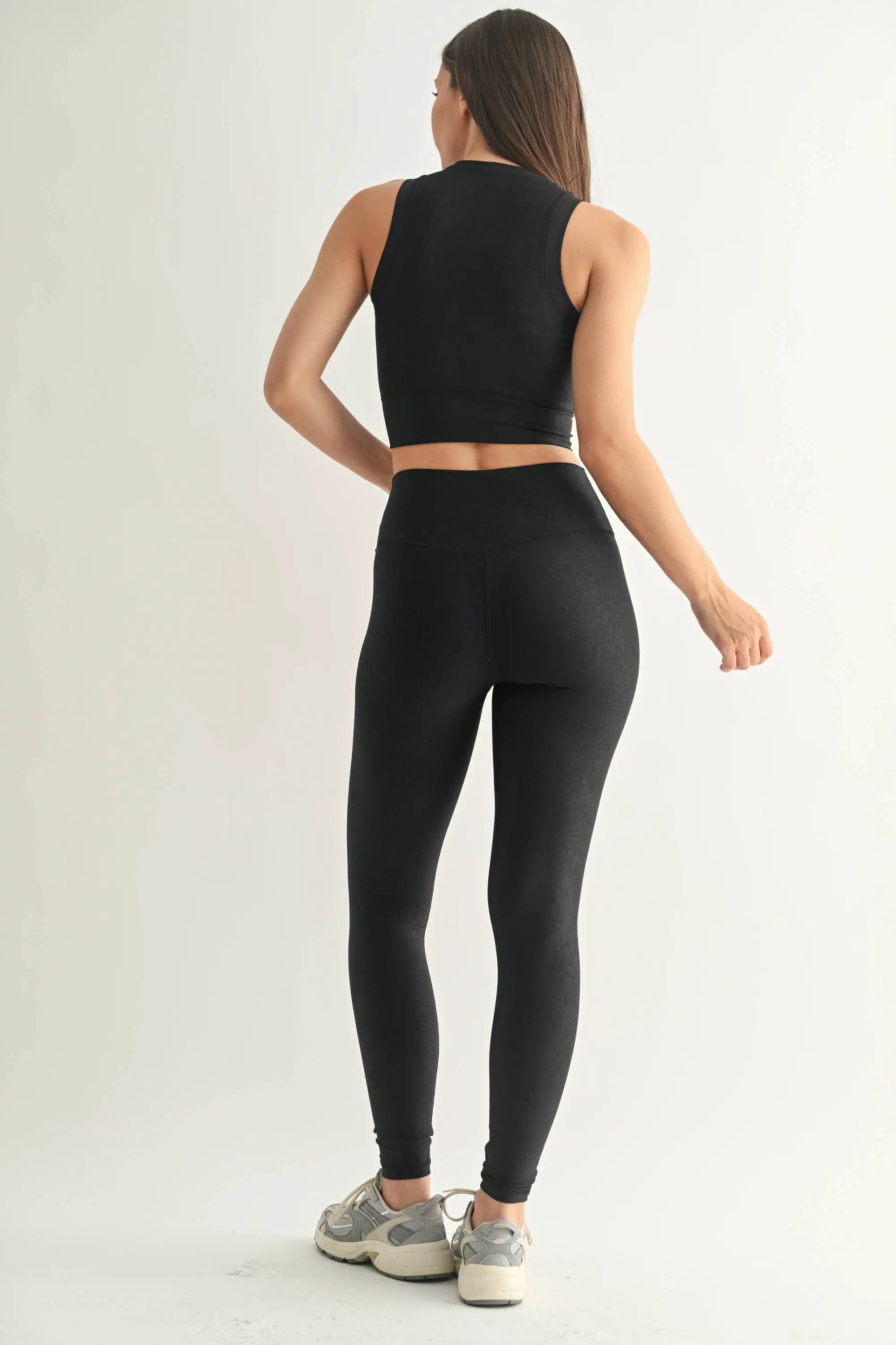 Mono B Mono B - Leather Look Crossover Leggings - Leggings Mono B - Leather Look Crossover Leggings