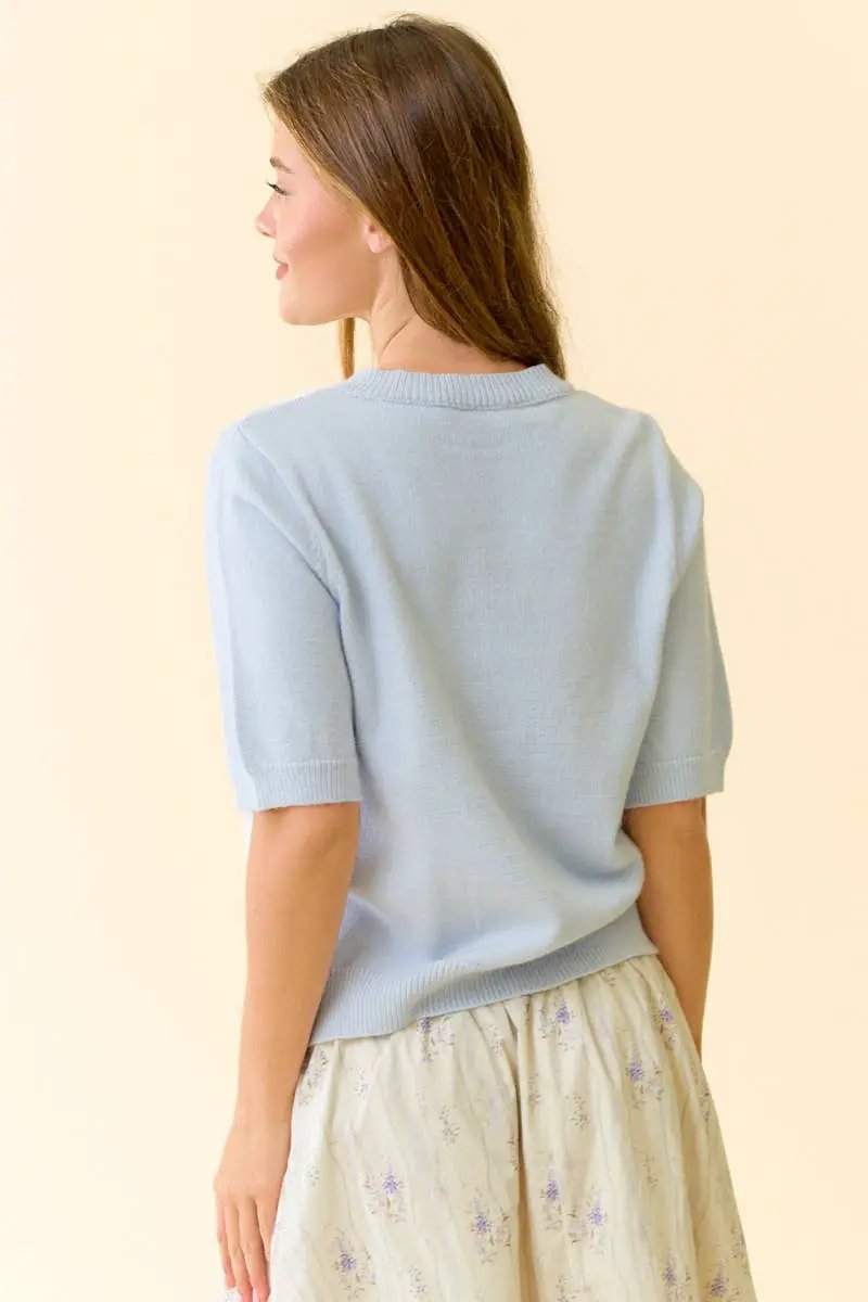 Doe and Rae The Sweet Poise Pearl Bow Knit Cardigan - Cardigans