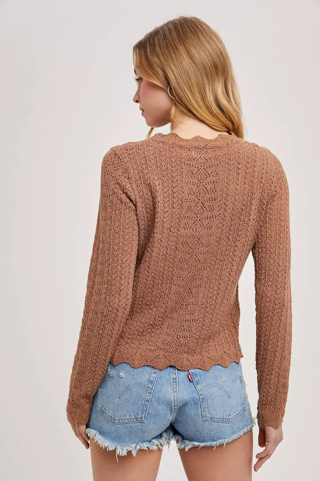Bluivy The Desert Bloom Pointelle Open-Knit Top - Sweaters
