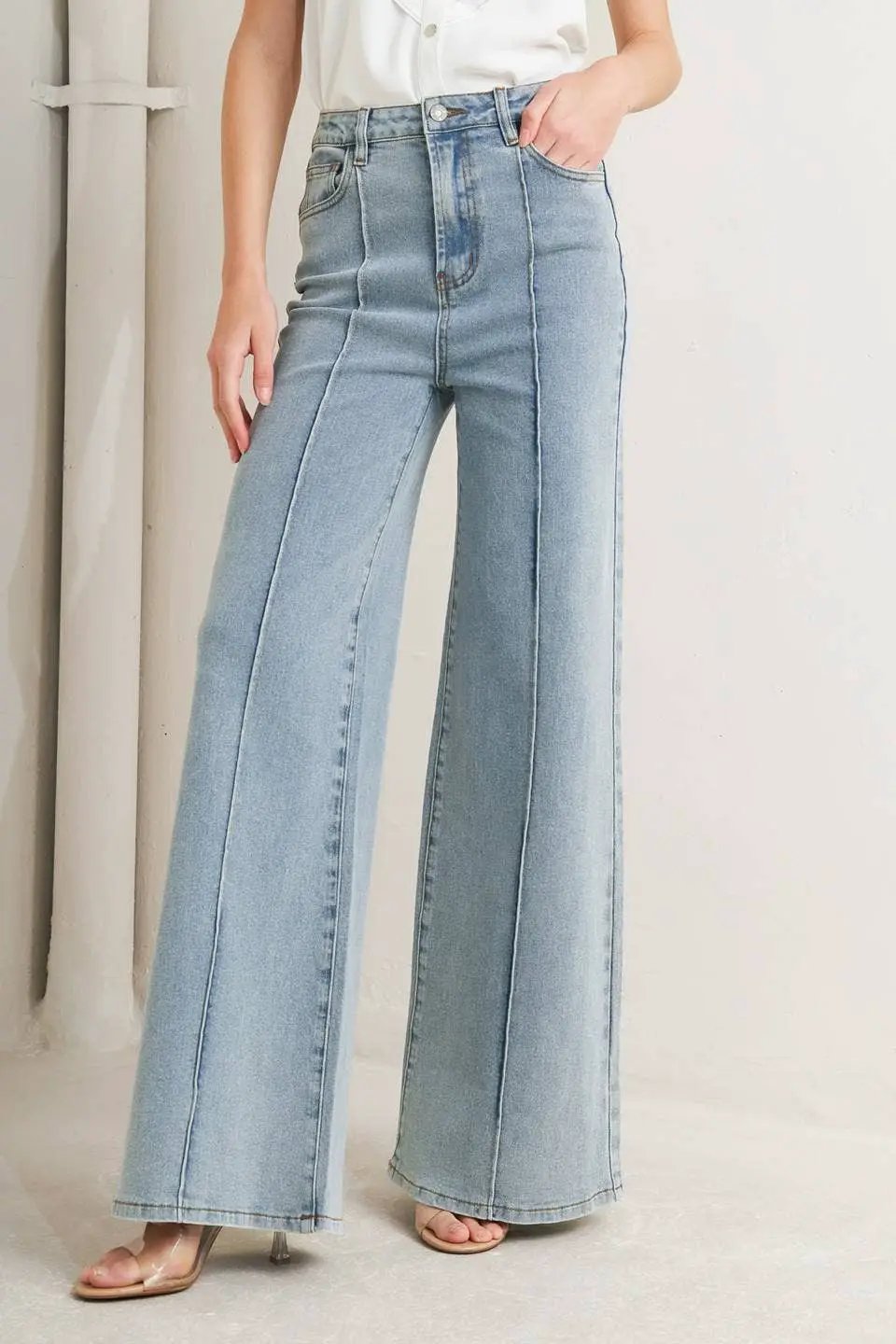 Free Market The Skyline Seam Wide Leg Jeans - Jeans