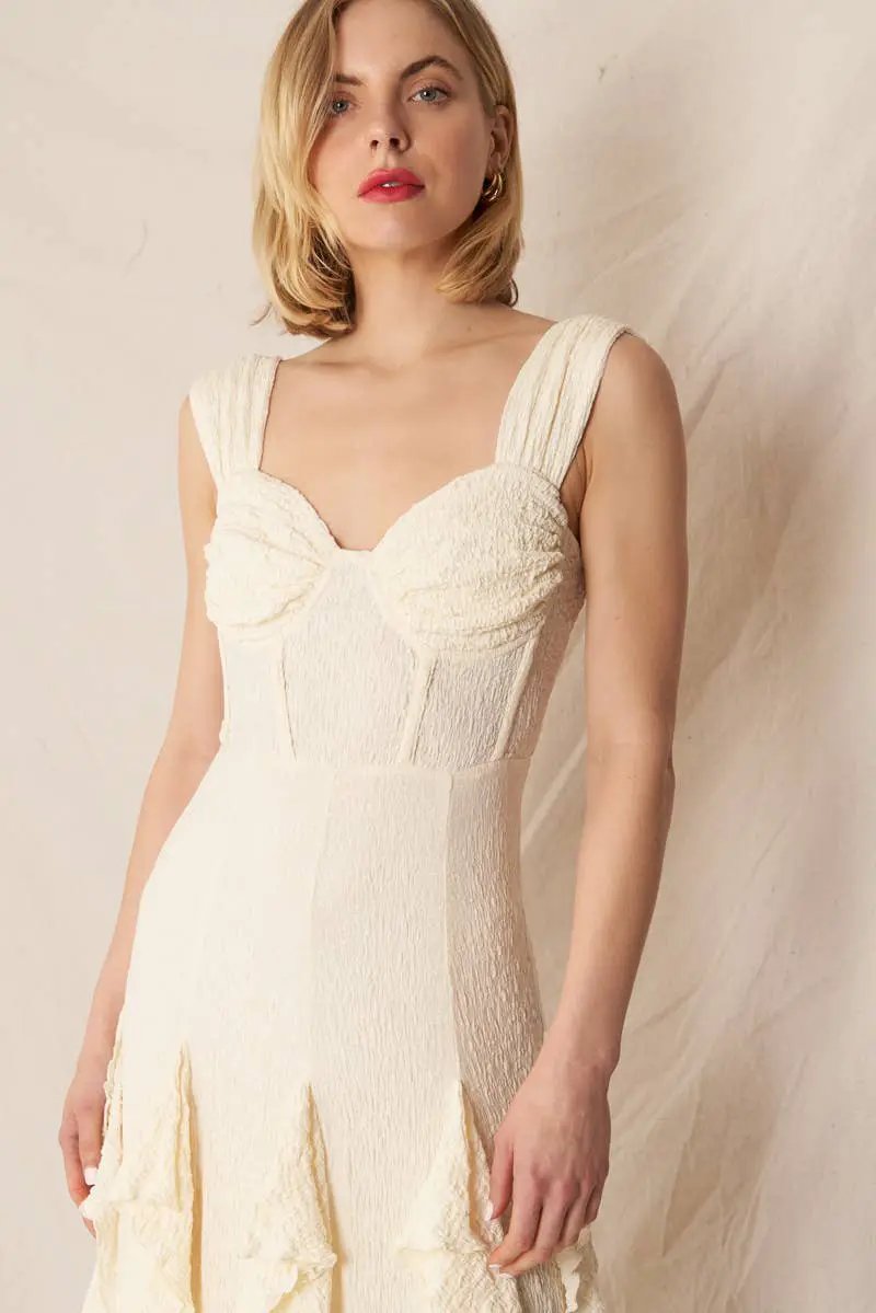 En Crème The Moonlight Waltz Maxi Dress - Dresses Ivory Sleeveless ruffle maxi dress